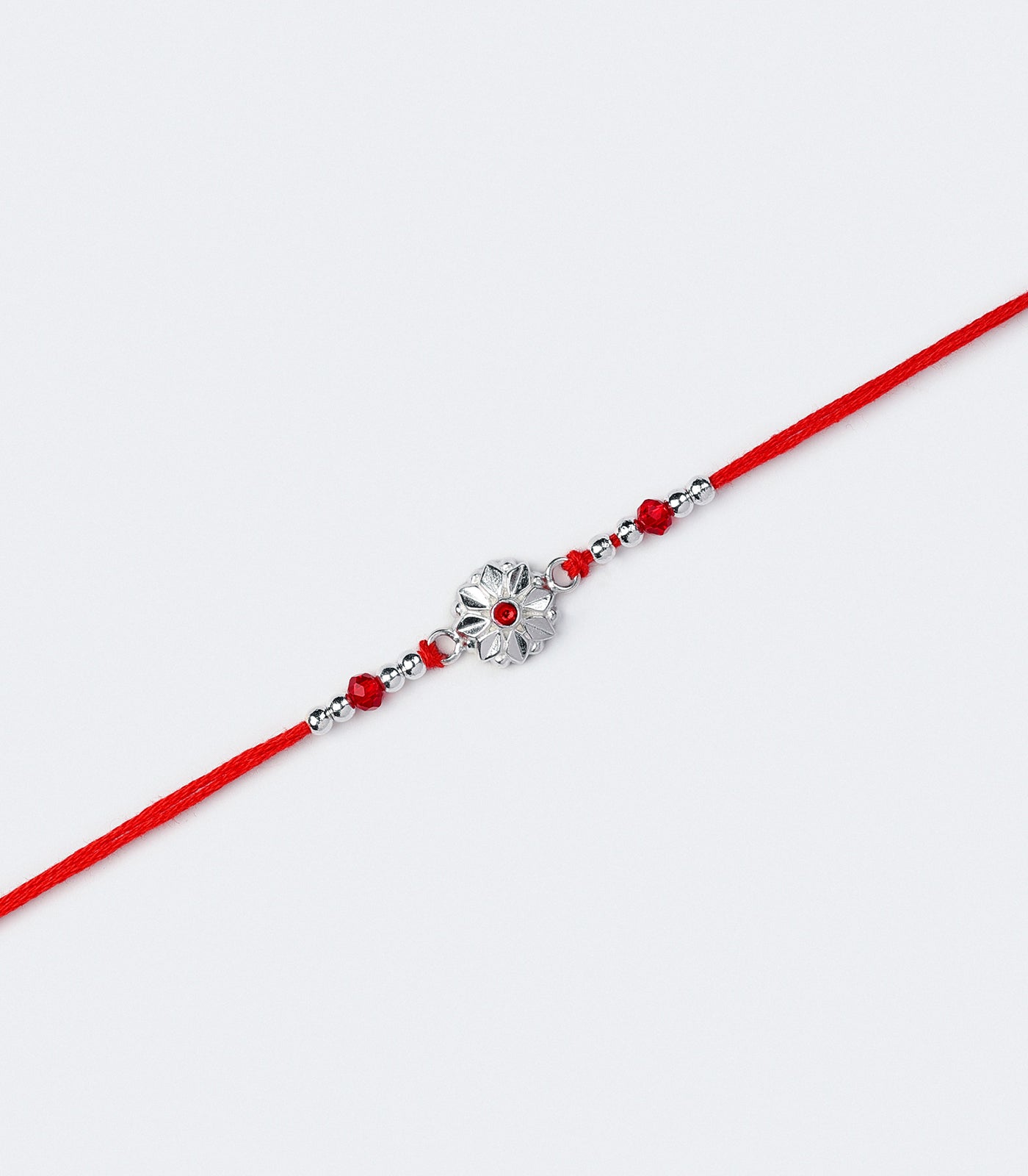 Radiant Red Petal Silver Rakhi