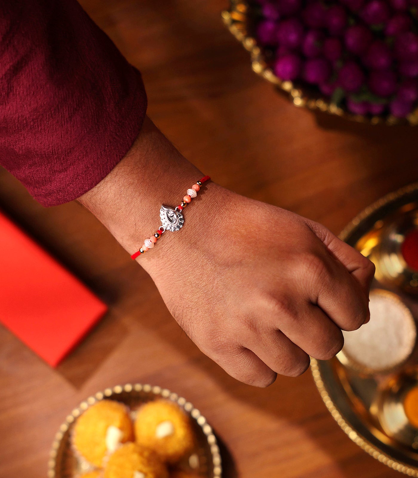 Artistic Charm Silver Rakhi