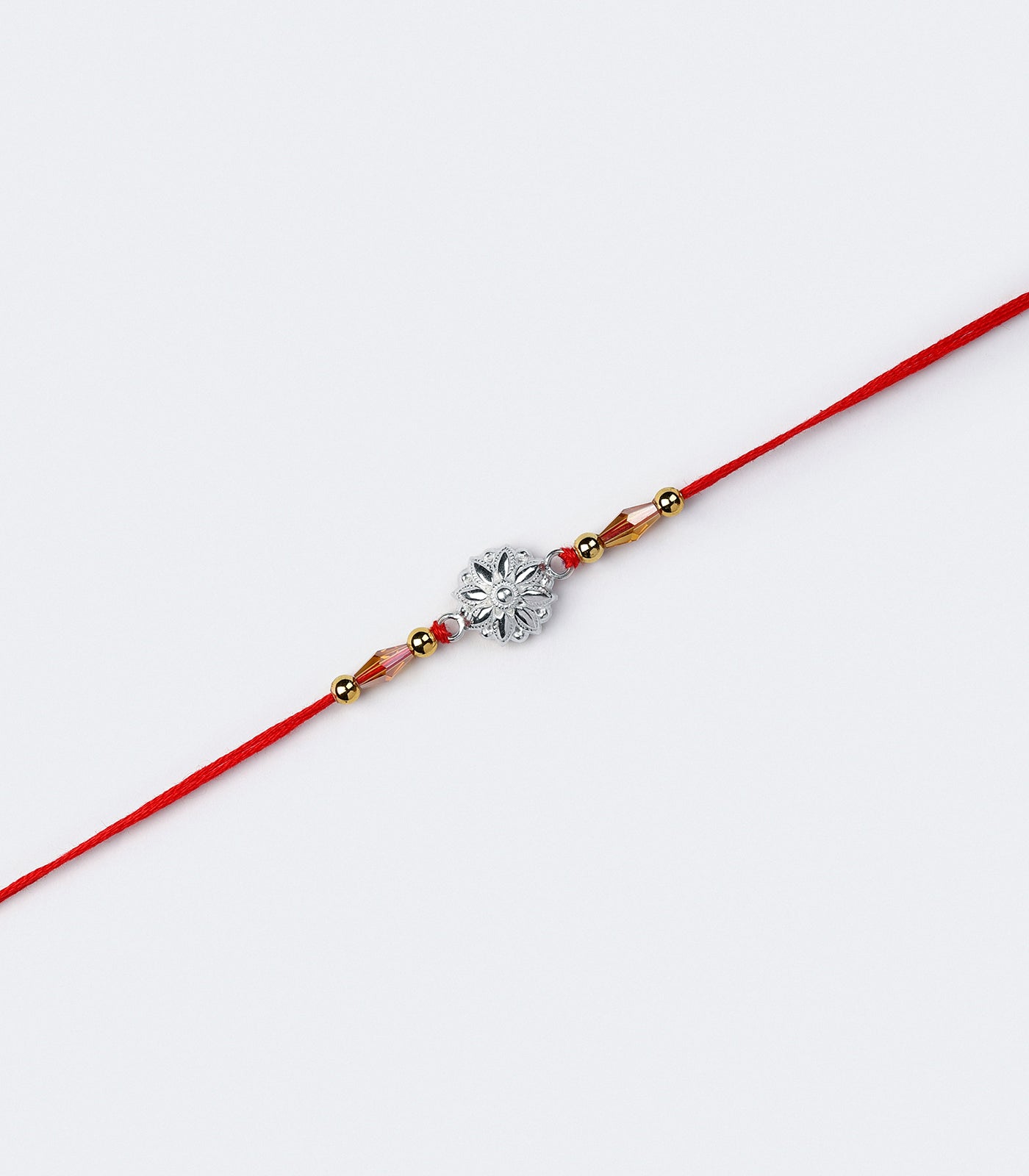 Classic Petal Charm Silver Rakhi
