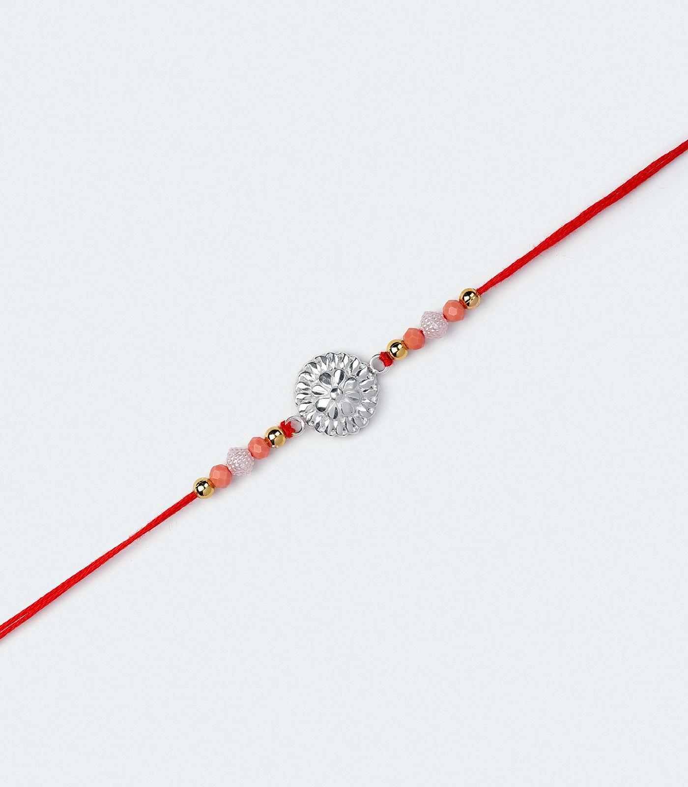 Silver Floral Wheel Rakhi