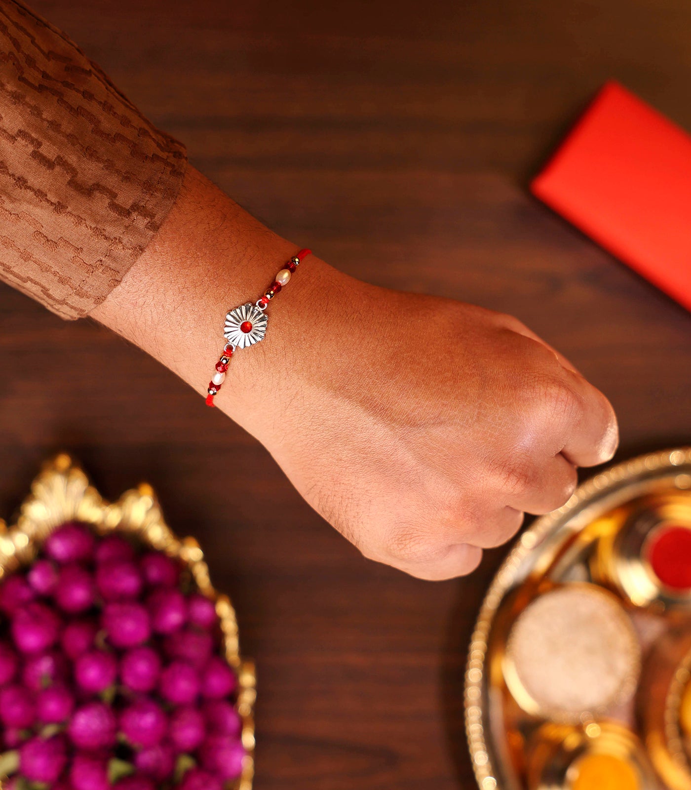 Silver Ethnic Rakhi