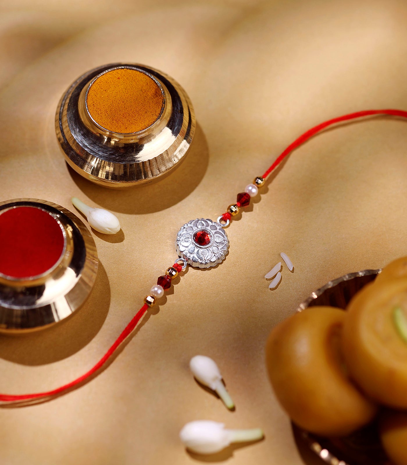 Silver Vajra Motif Rakhi