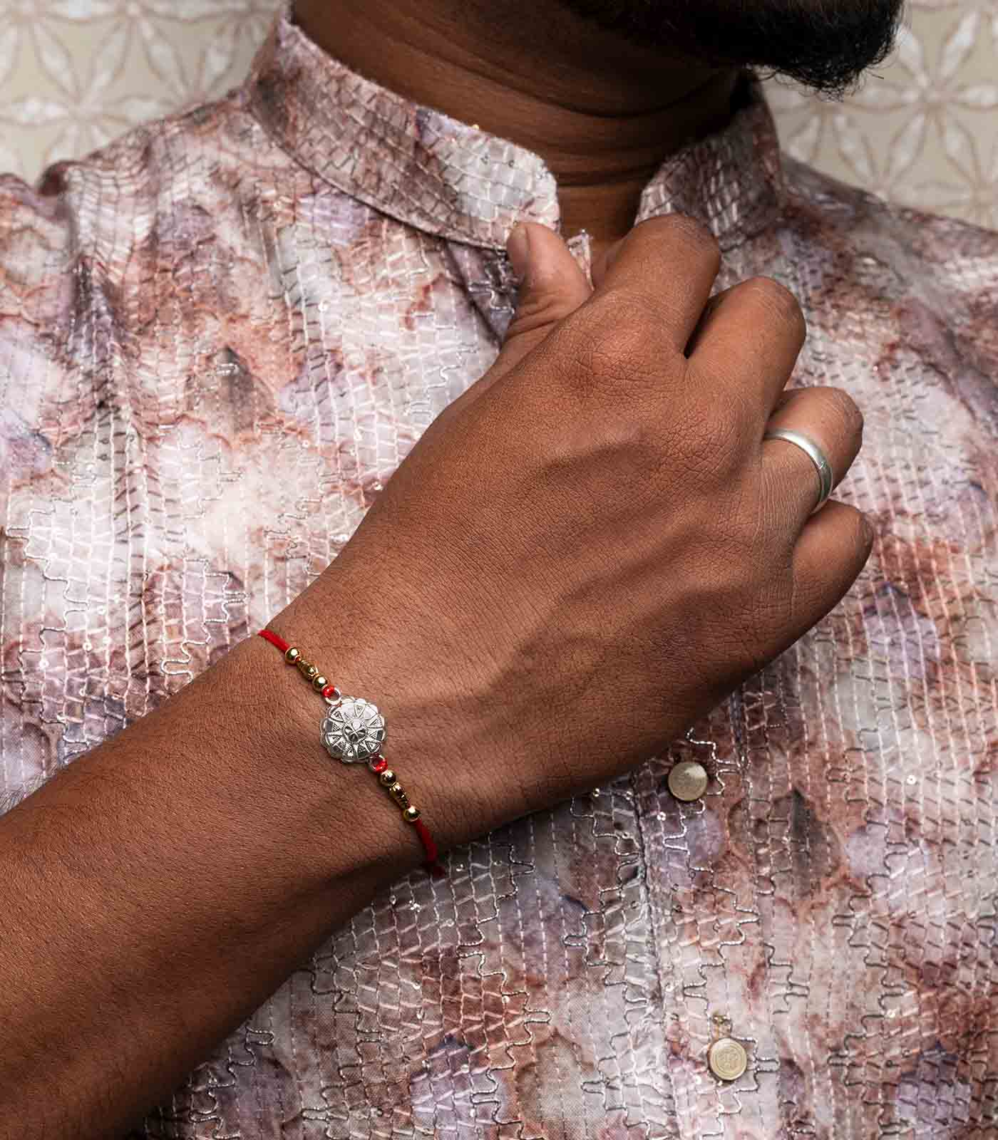 Silver Aesthetic Rakhi
