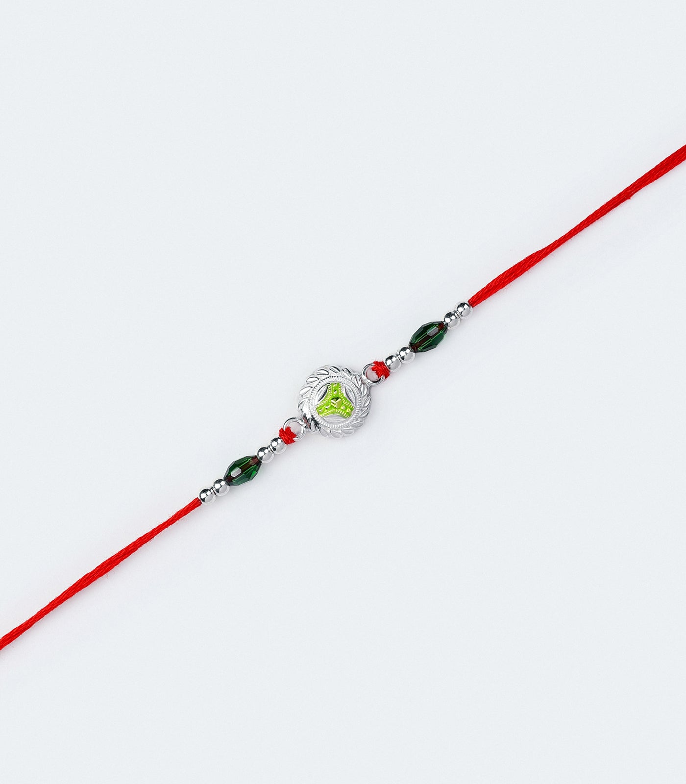 Silver Fluorescent Chakra Rakhi