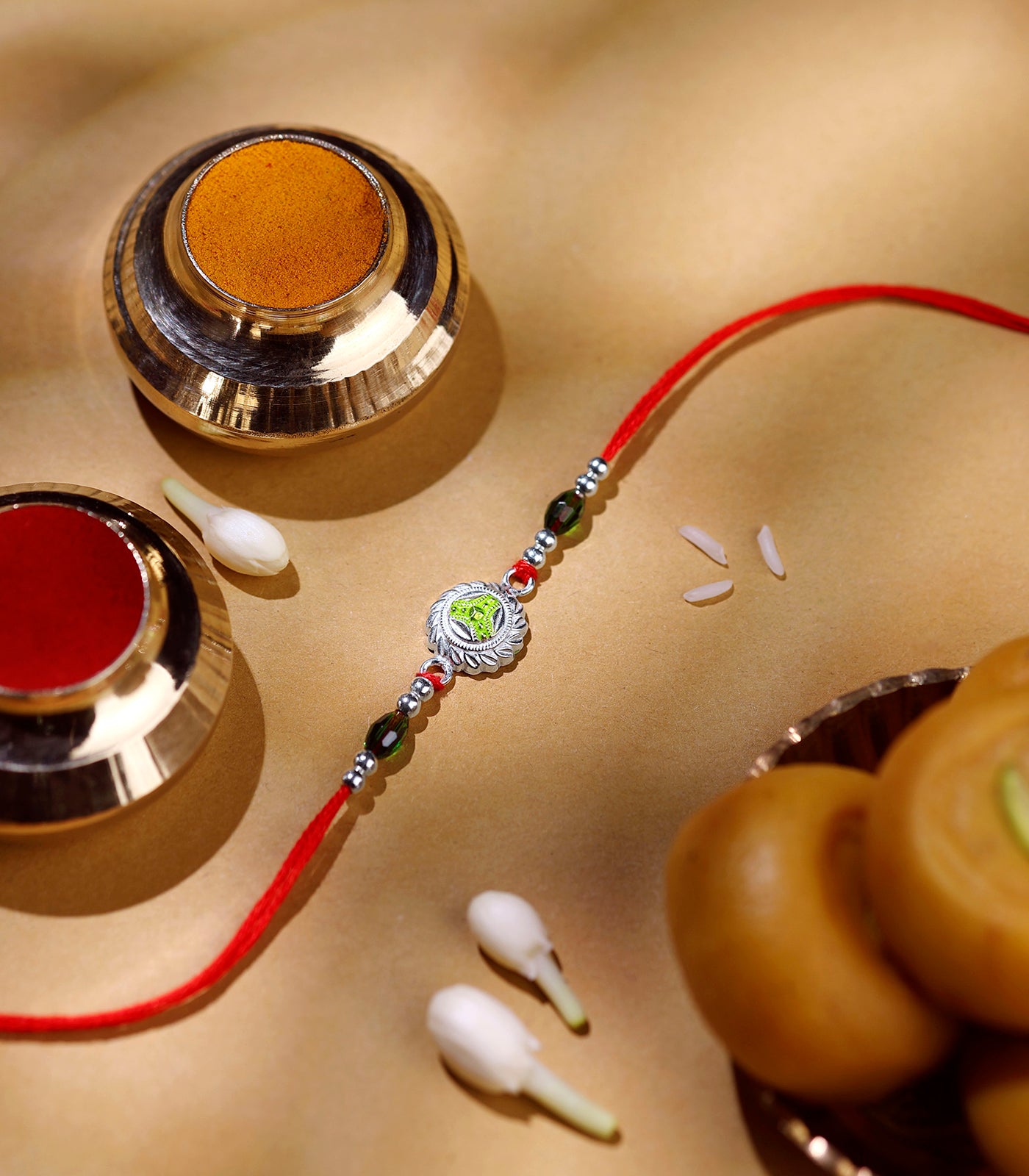 Silver Fluorescent Chakra Rakhi