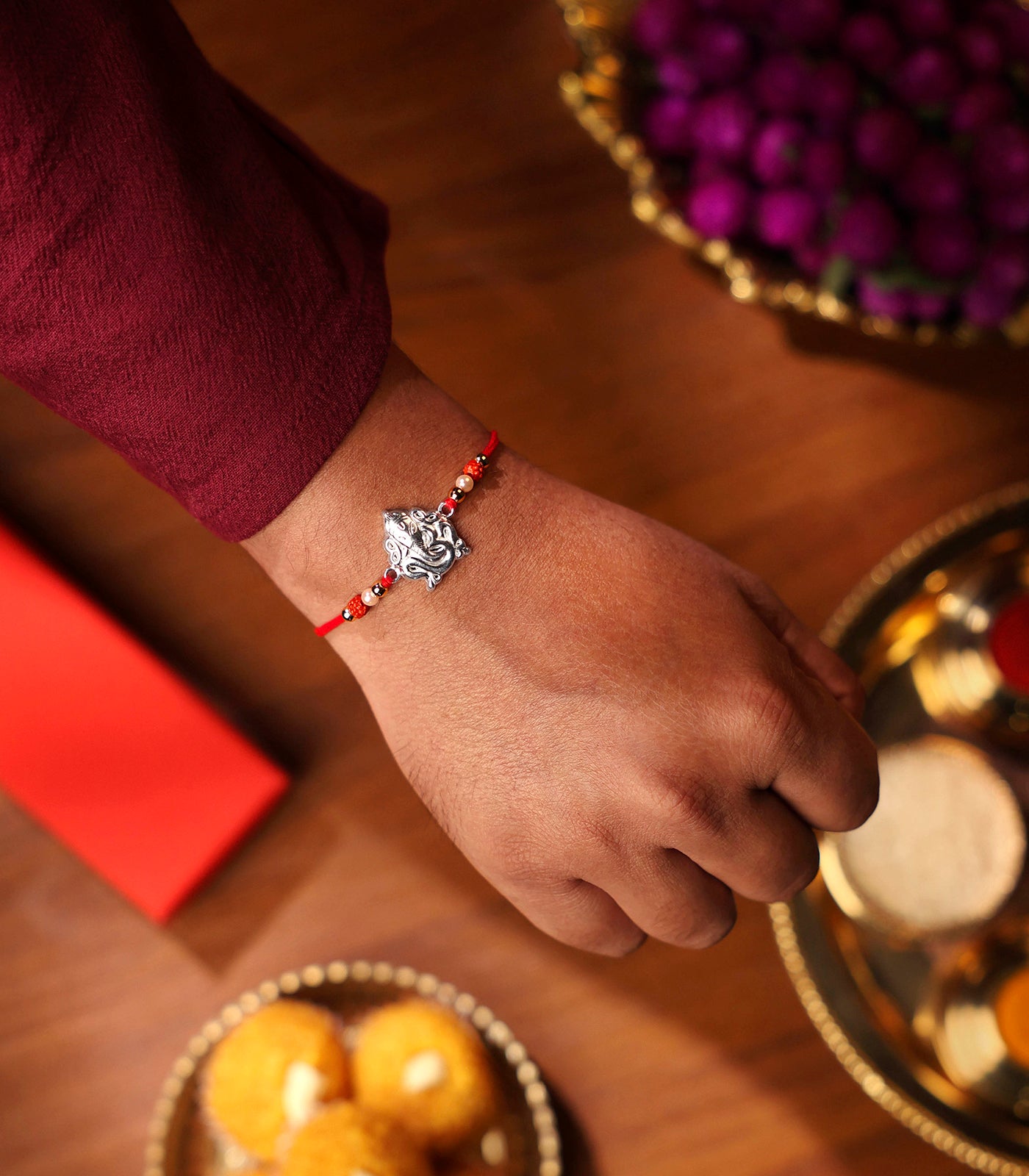 Silver Rudraksh Ganesh Rakhi