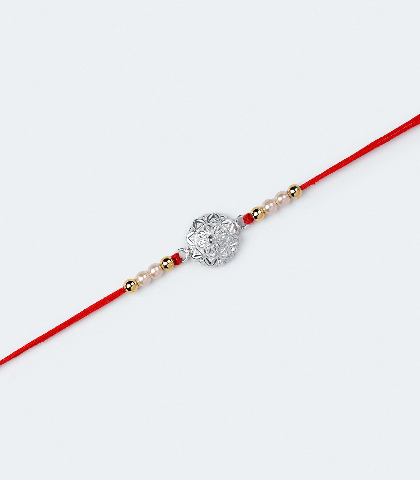 Silver Petal Motif Rakhi