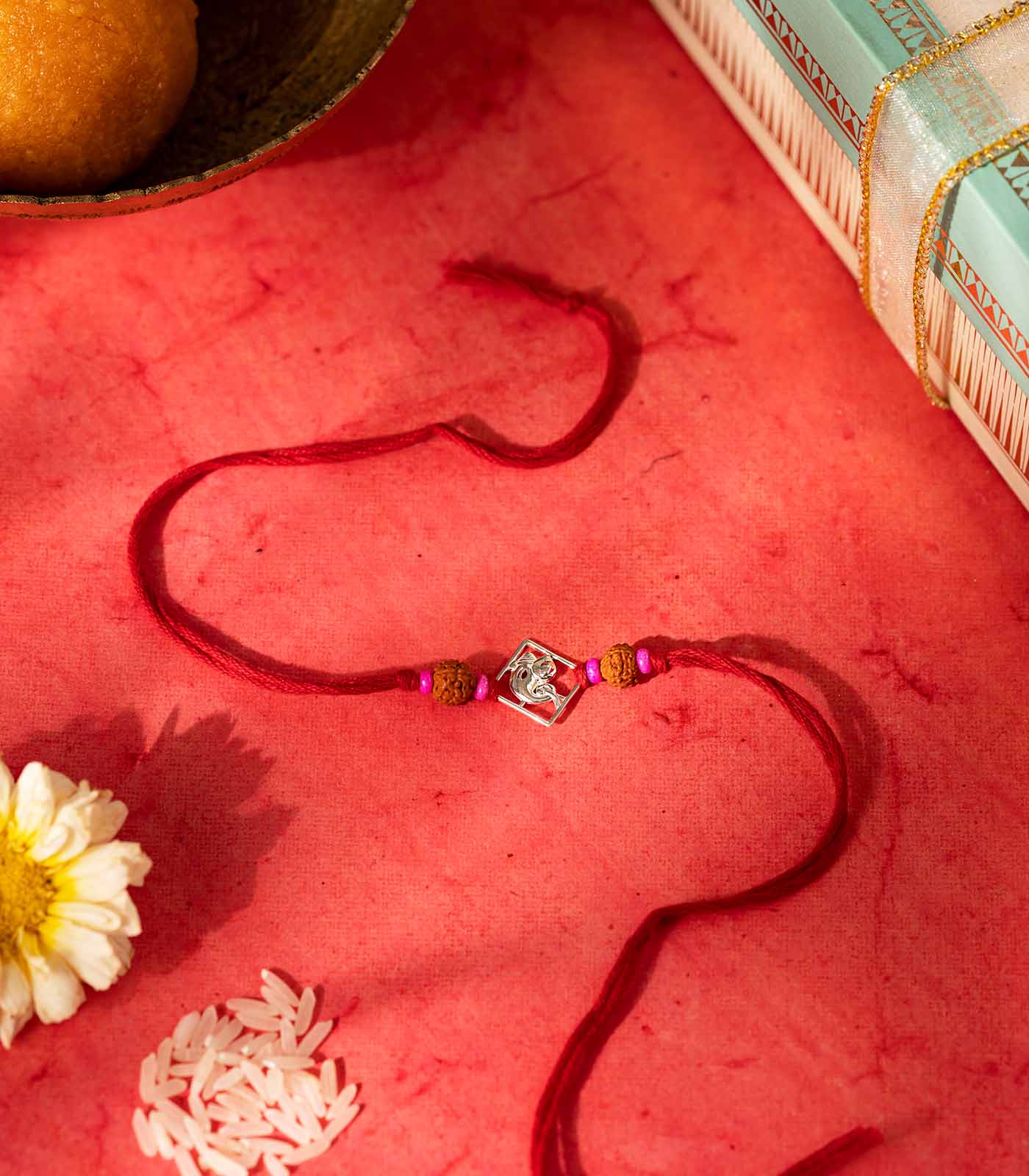 Silver Rudraksh Ganesh-Mukh Rakhi