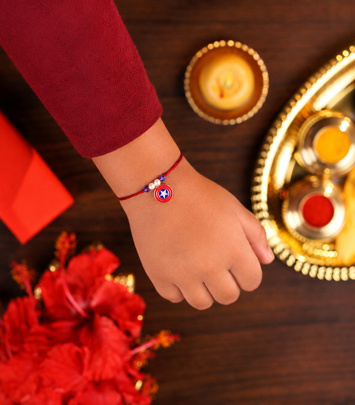 Silver Captain America Shield Rakhi
