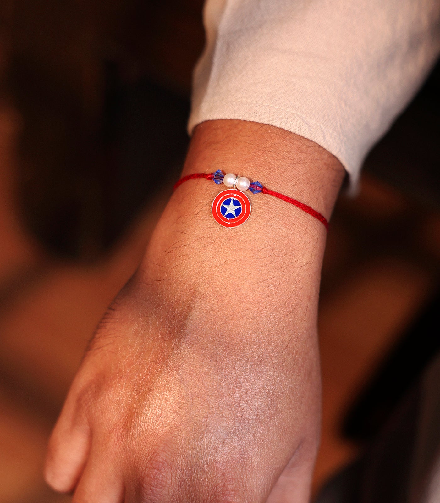 Silver Captain America Shield Rakhi