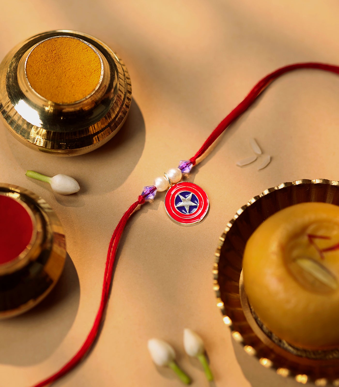 Silver Captain America Shield Rakhi