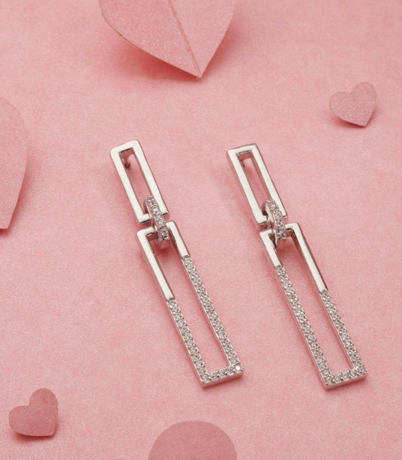 Rectangular Stone Earrings (Silver)