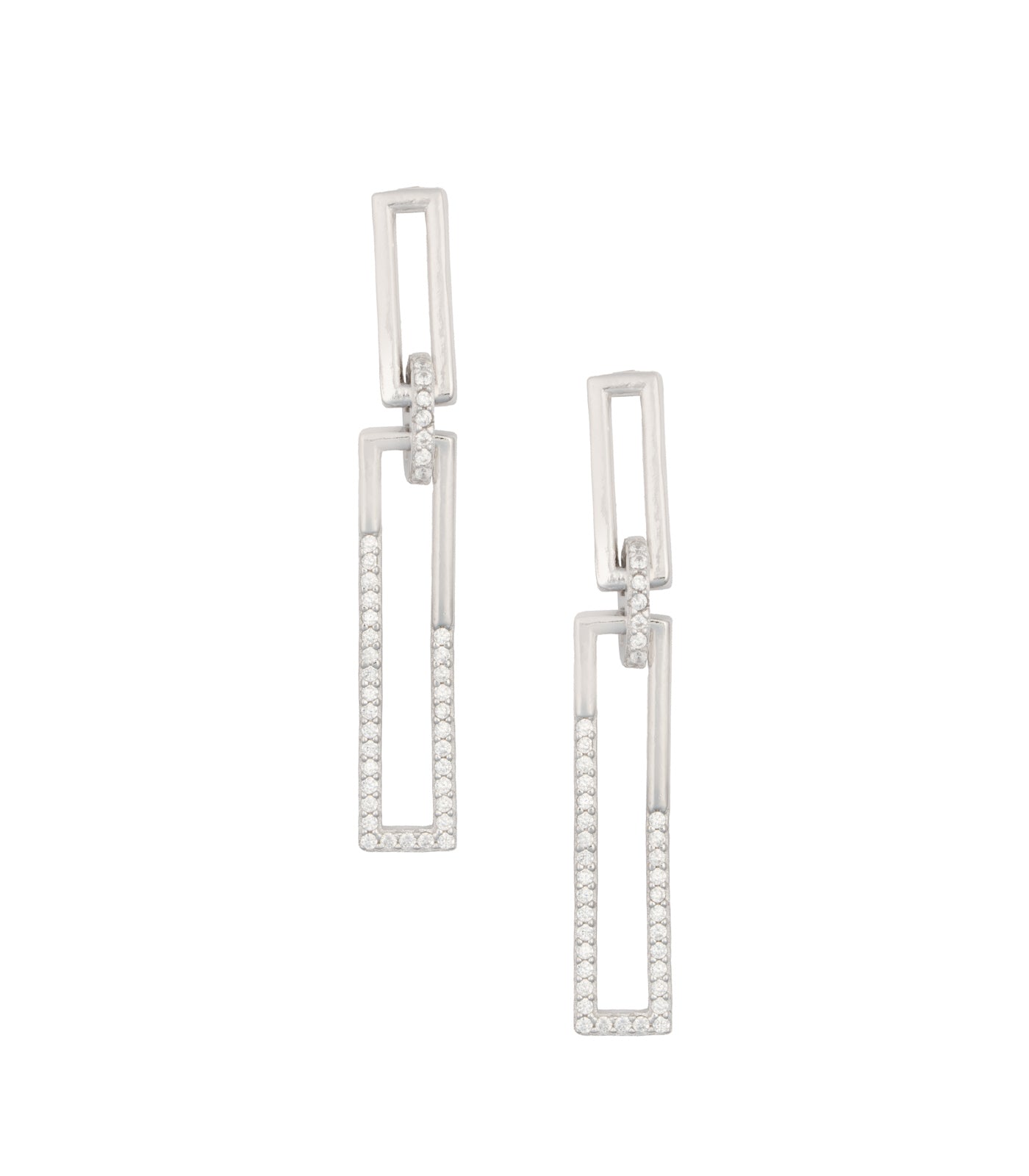 Rectangular Stone Earrings (Silver)