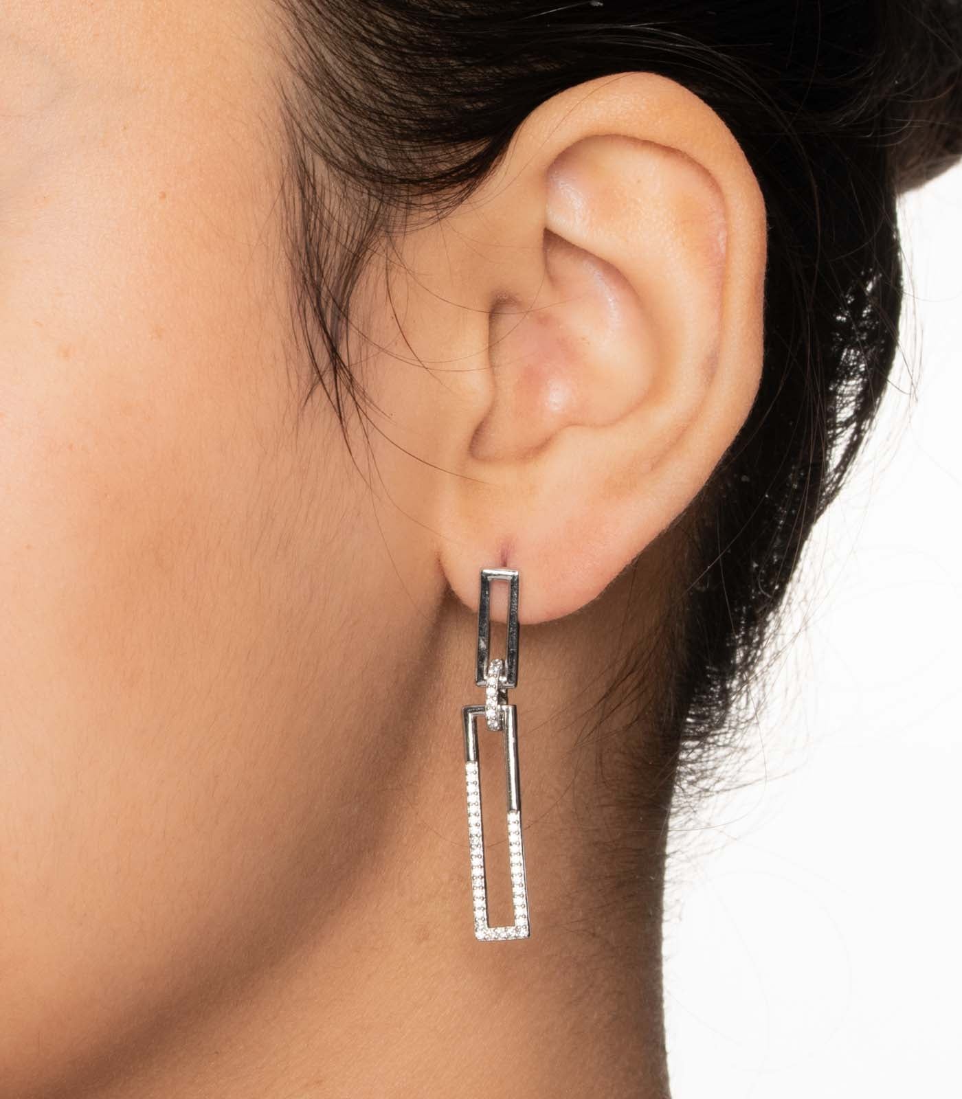 Rectangular Stone Earrings (Silver)