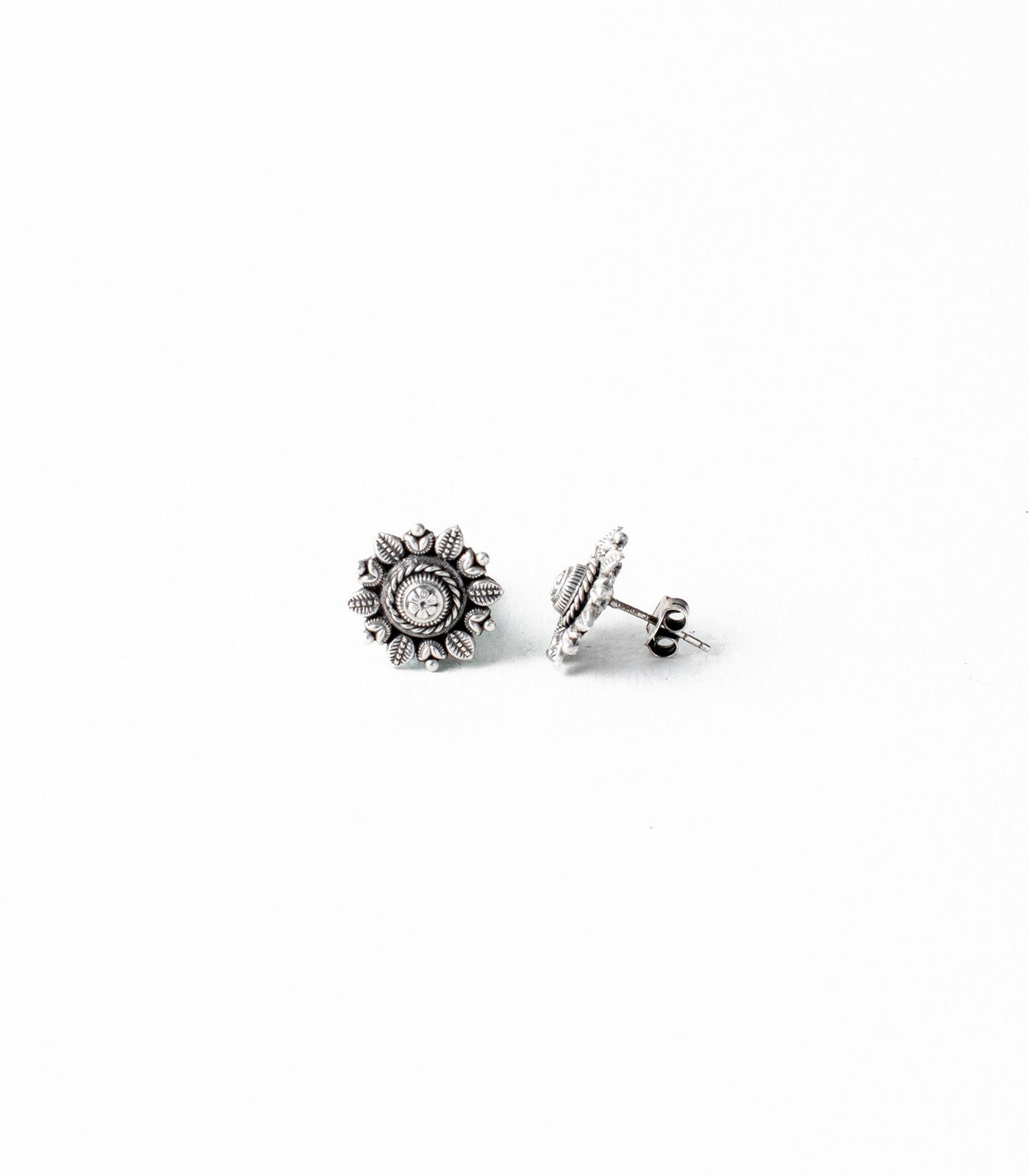 Double Layered Ethnic Floral Oxidized Tops (Silver)