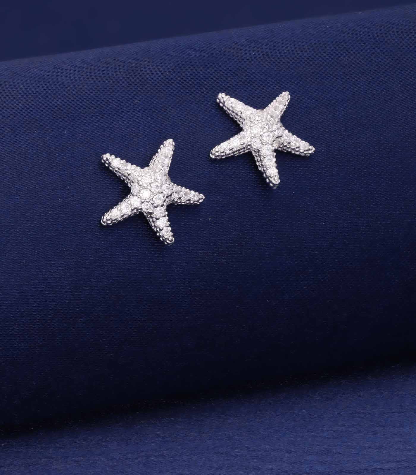 Snowy starfish earrings(Silver)