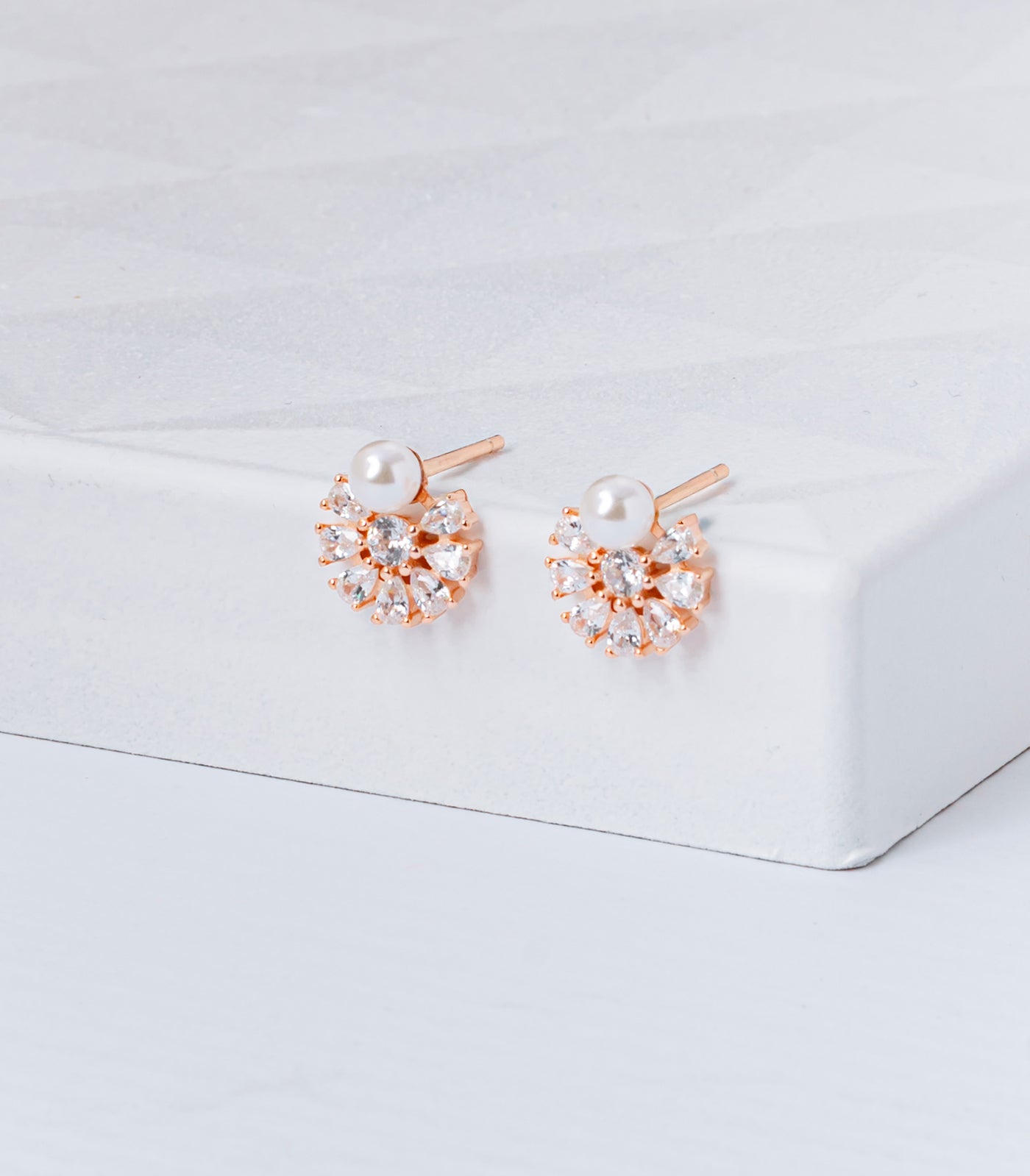 Rose Gold Pearl Crystal Tops (Silver)