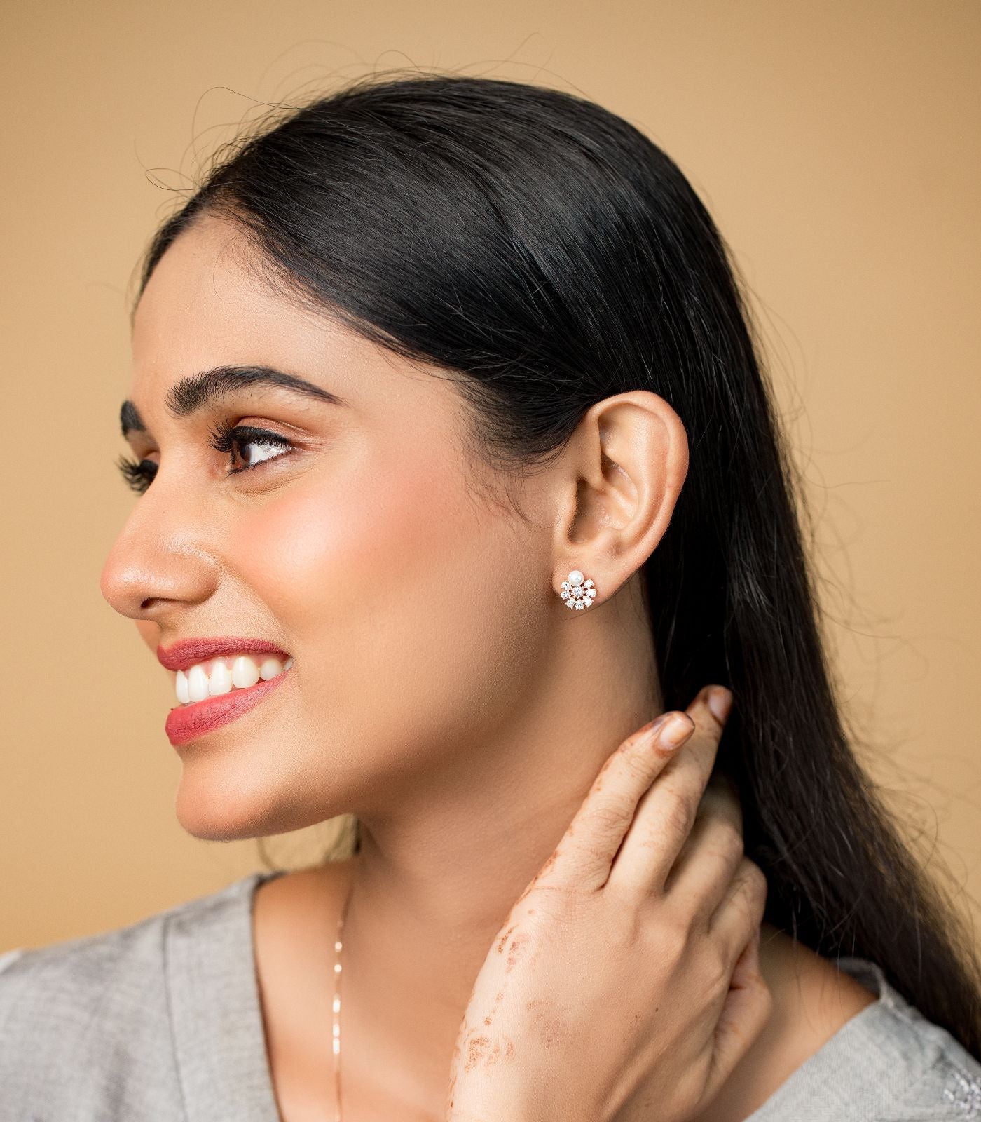 Rose Gold Pearl Crystal Tops (Silver)