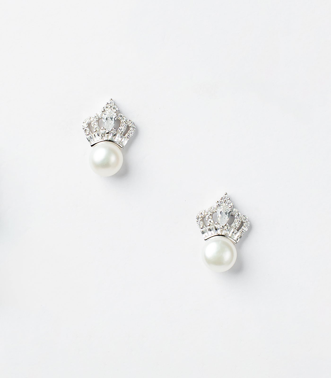 Crystal Pearl Crown Tops (Silver)