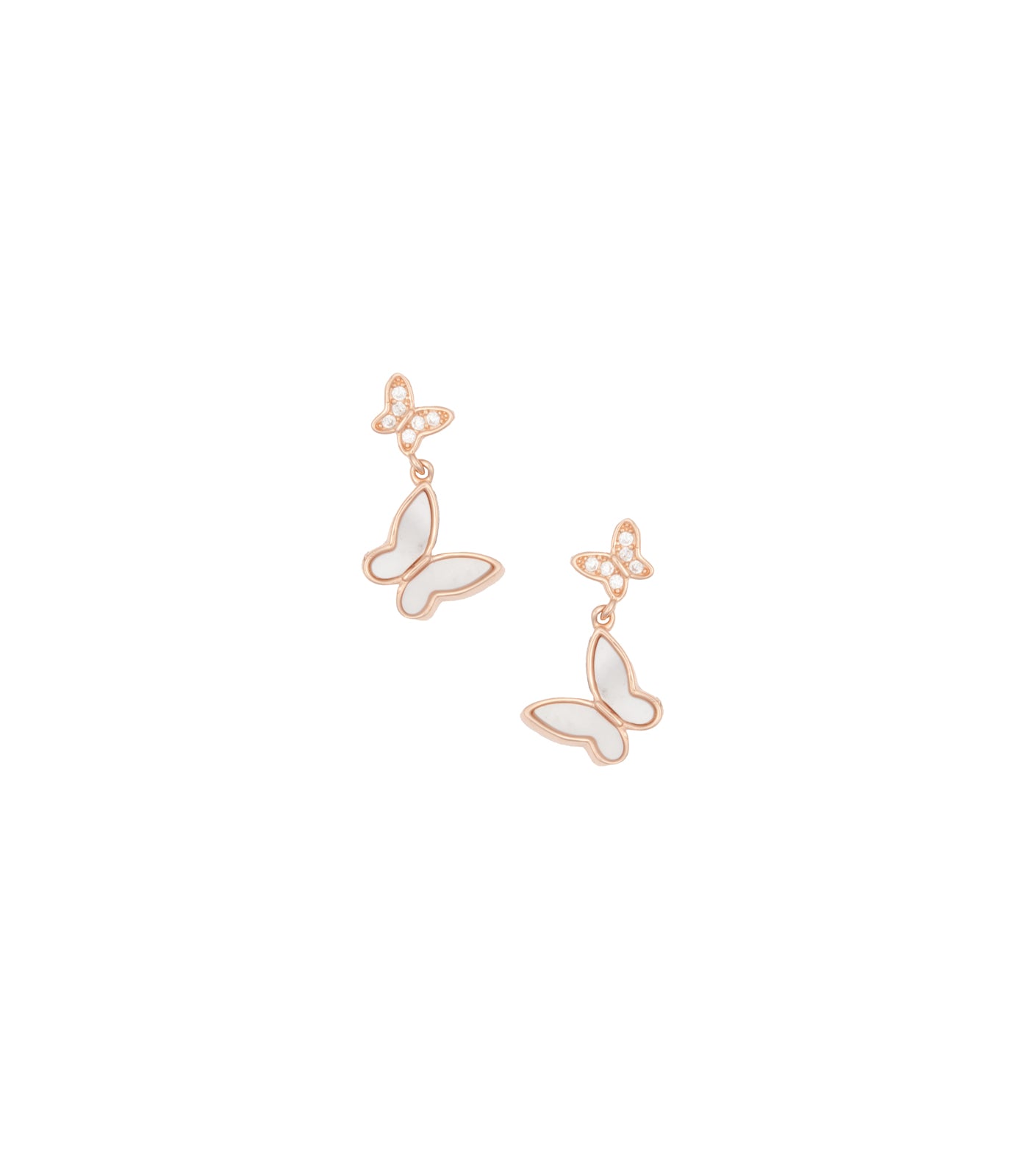 Rose Gold Butterflies Earrings (Silver)
