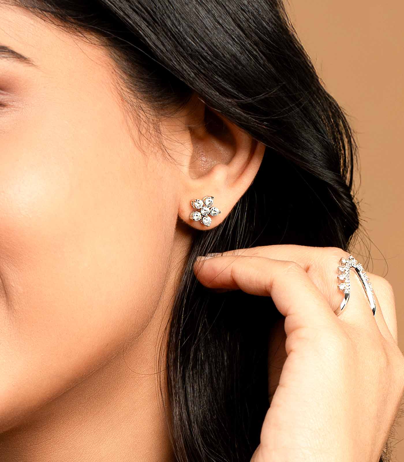 Premium Zircon Kudi Tops (Silver)