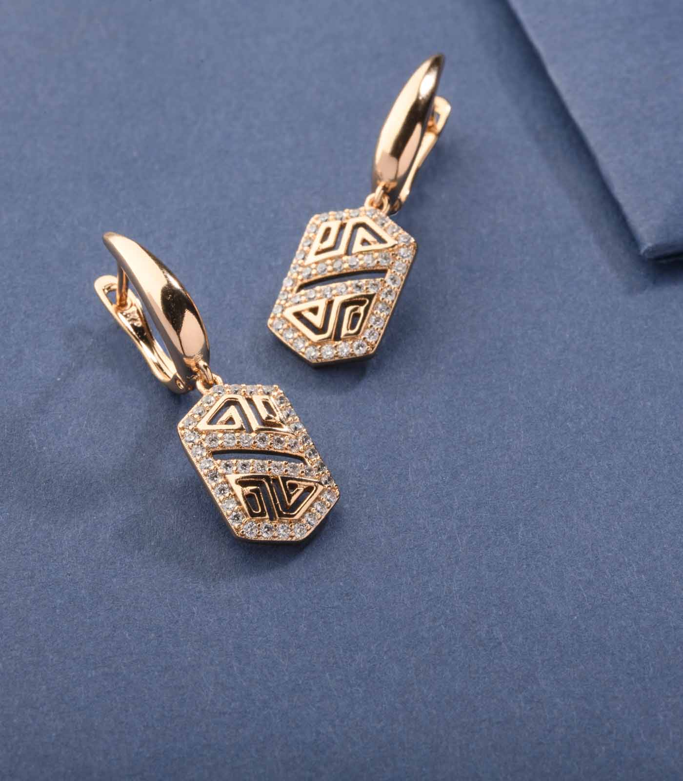 Fancy Brass Plate Of Engraved Patterns Earrings (Brass)
