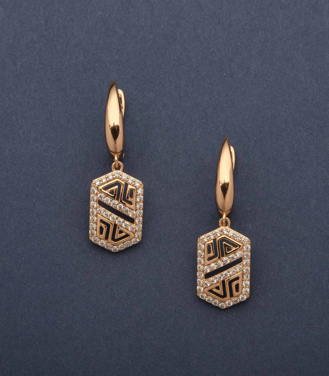 Fancy Brass Plate Of Engraved Patterns Earrings (Brass)