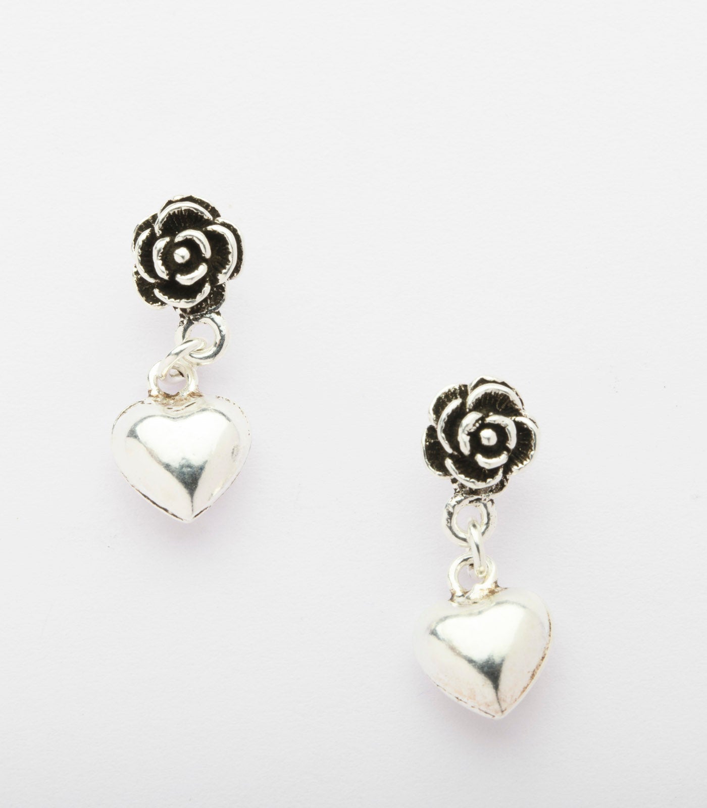 Fancy Silver Hearts And Roses Tops (Silver)