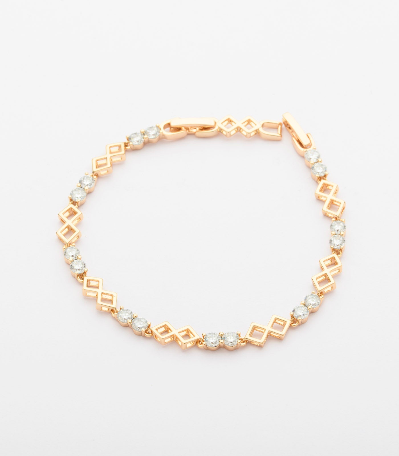 Finely Detailed Squares Of Gems Bracelet (Brass)