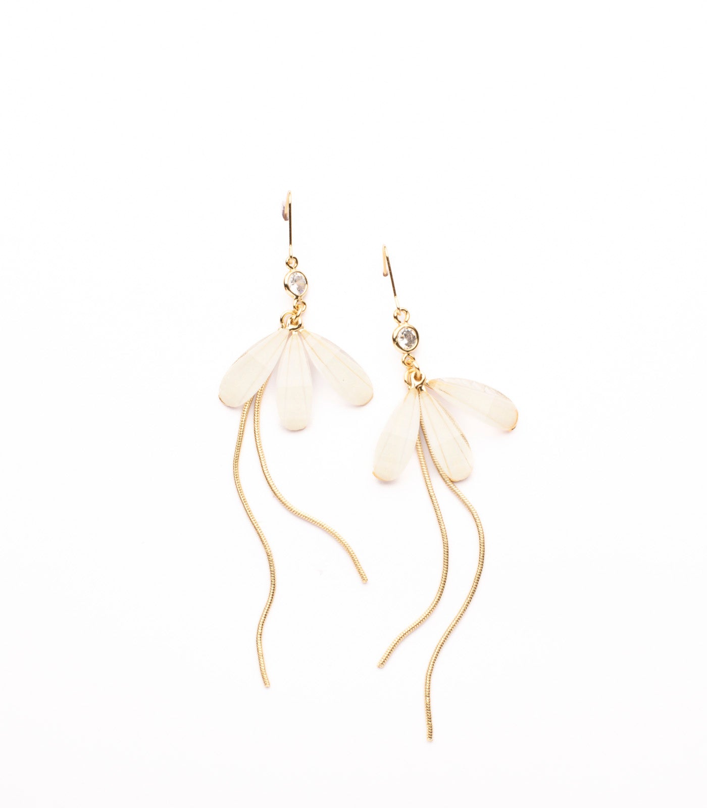 Flying Golden Fireflies Of Pearls Earrings (Brass)