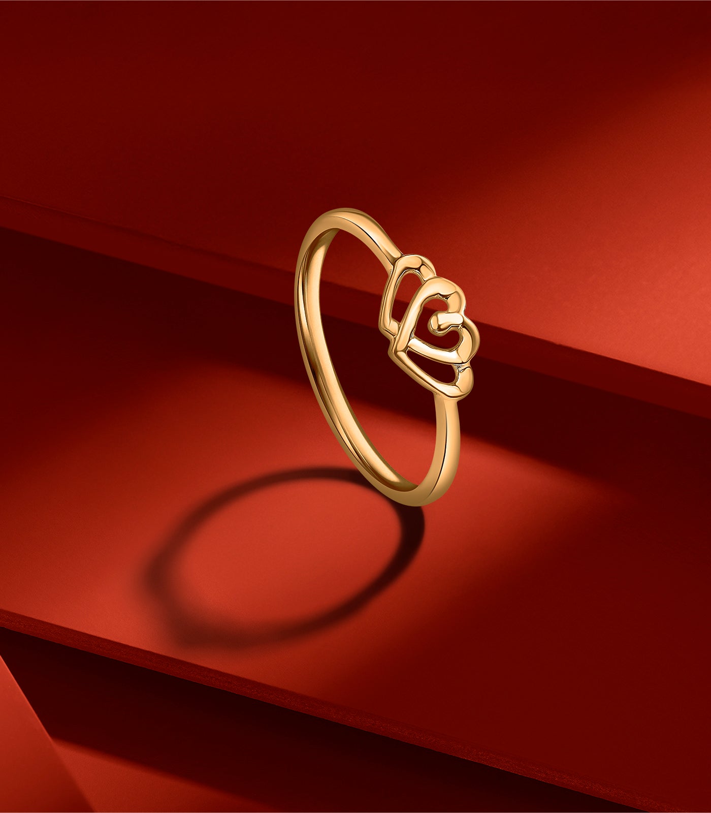 Heart Silhouette Gold Finger Ring