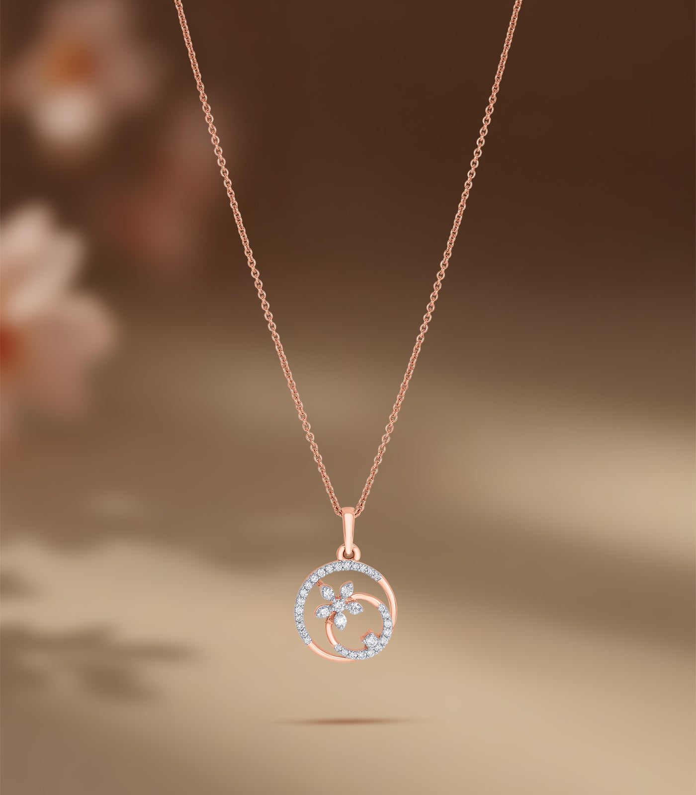 Diamond Floral Ring Necklace