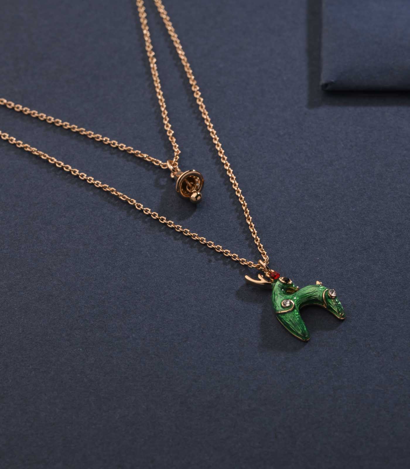 Glazing Deer With Its Golden Bell Necklace (Brass)