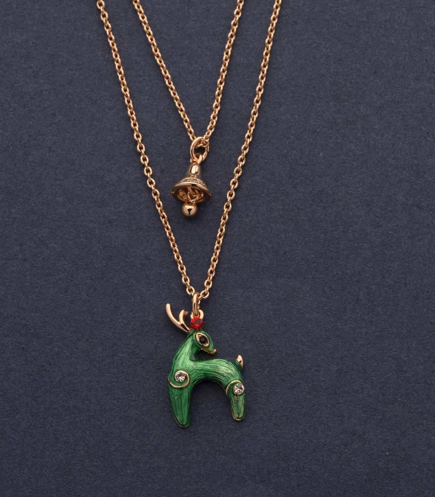 Glazing Deer With Its Golden Bell Necklace (Brass)