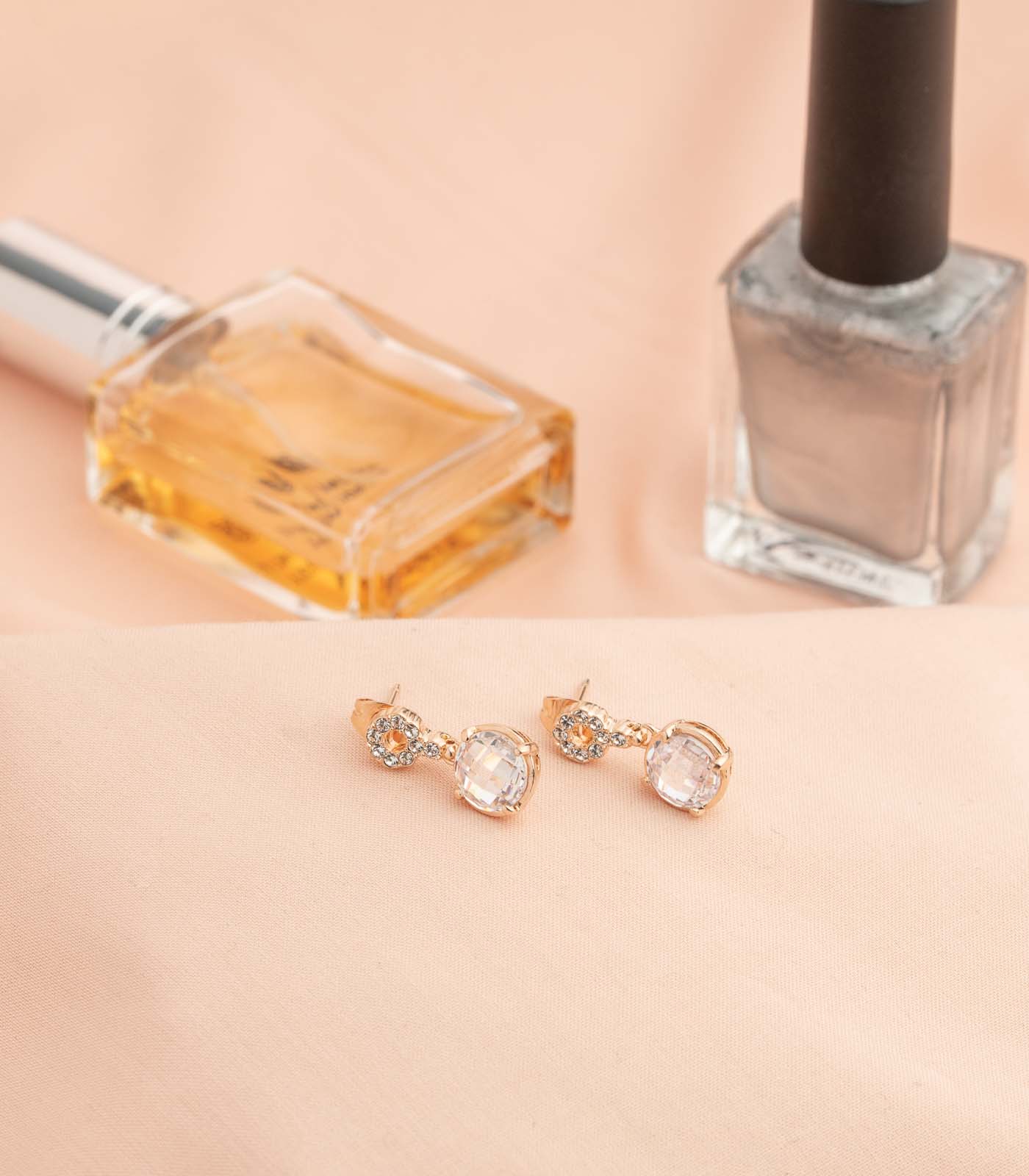 Glitterati Stone Studs - Golden Earrings (Brass)