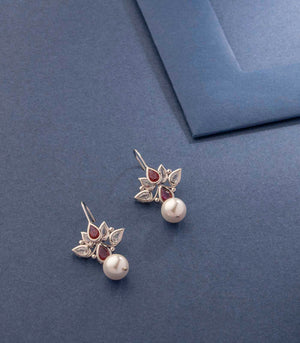 Glossy Red Petals Earring (Brass)