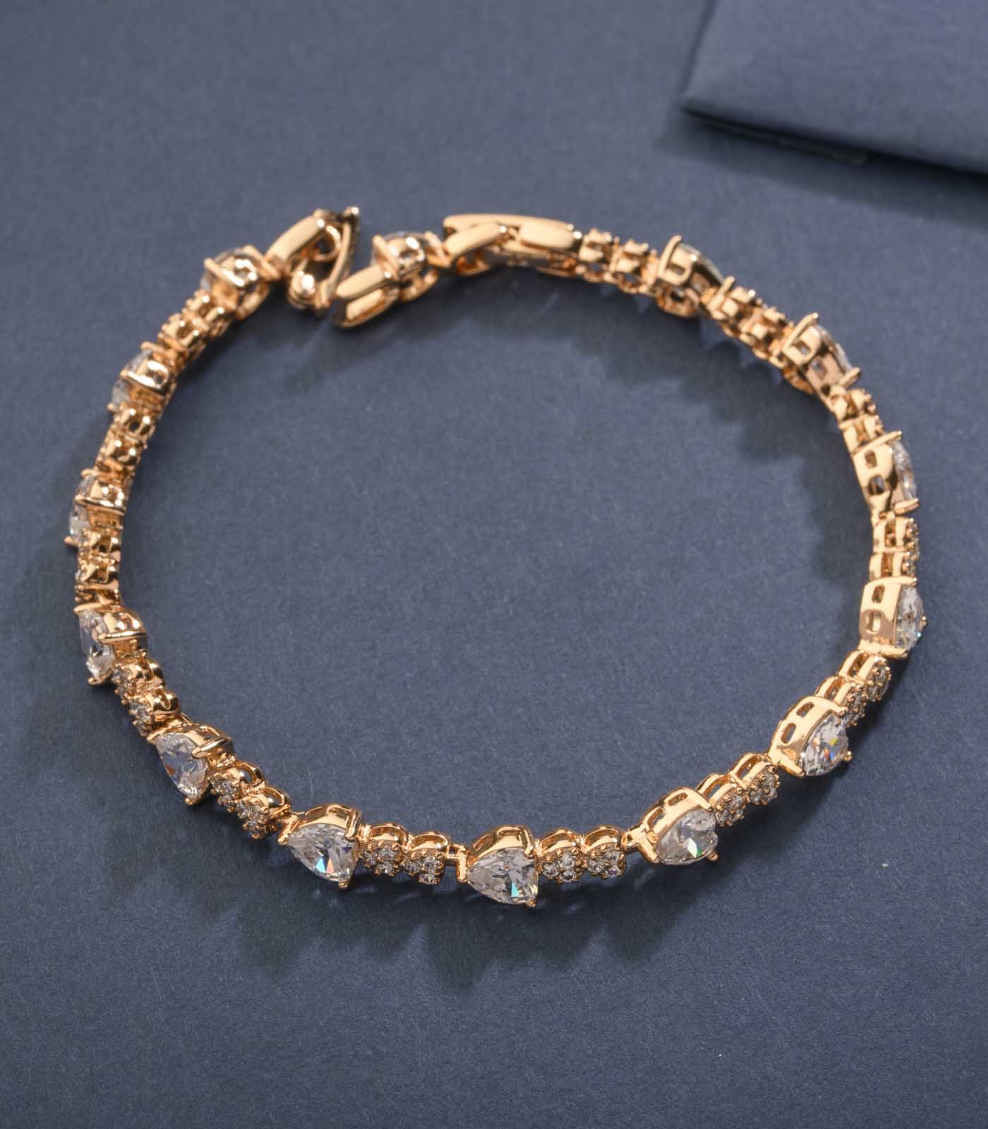 Gold Plated String Of Beautiful Gemstones Bracelet (Brass)