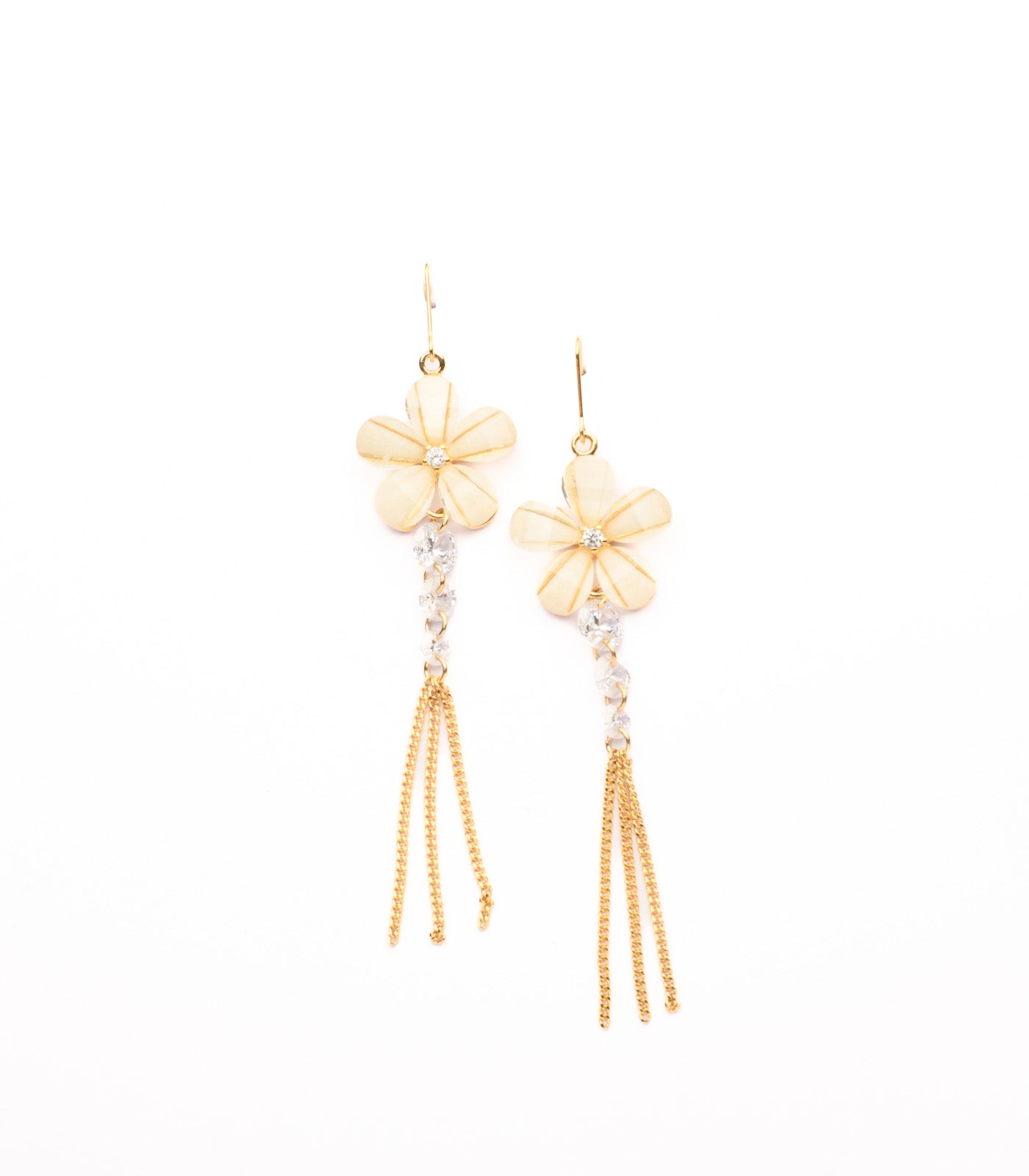 Golden Falling Trails Of The Shiny Flowers Earrings (Brass)