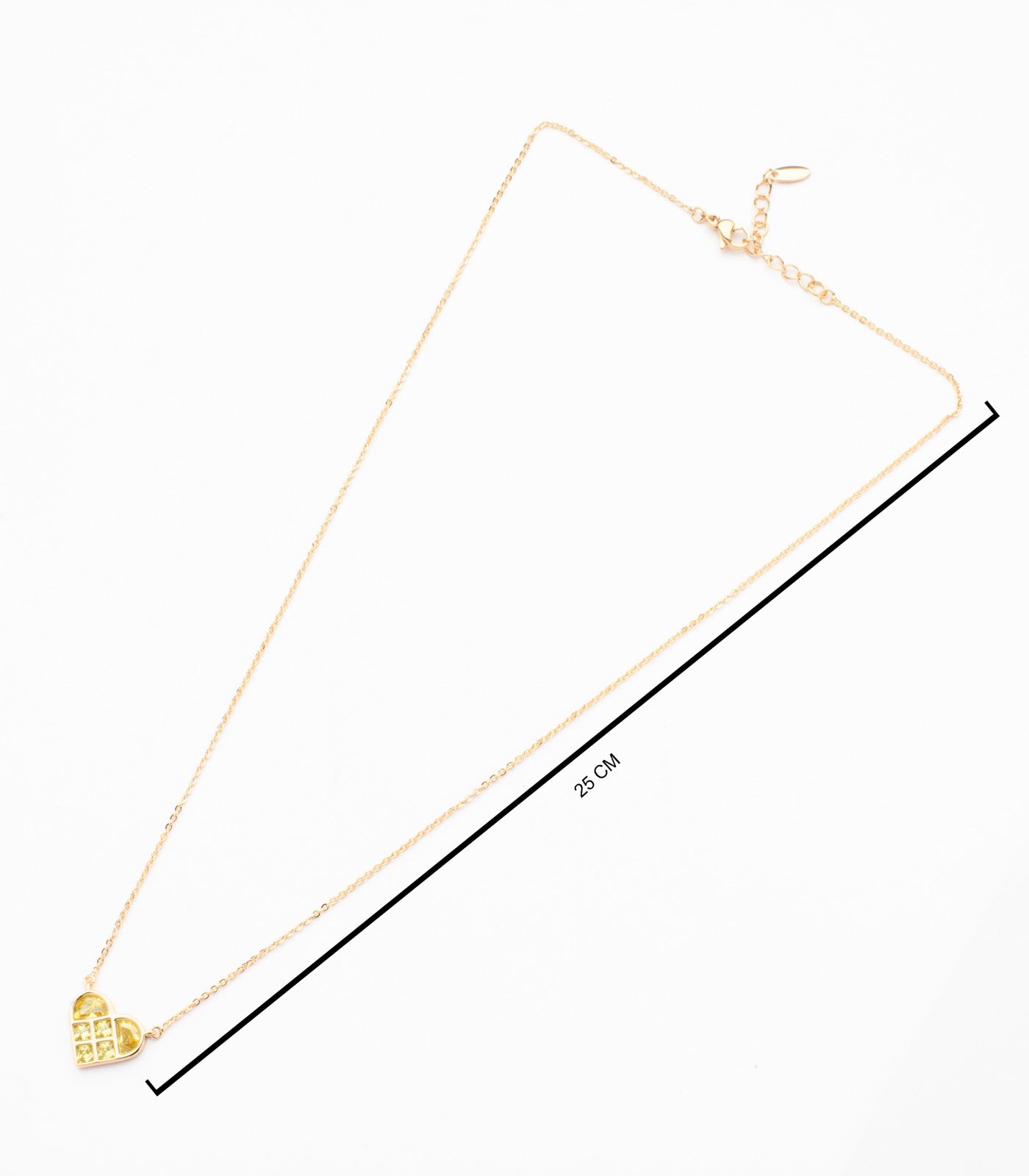 Golden Gemstone Encased In A Heart Necklace (Brass)