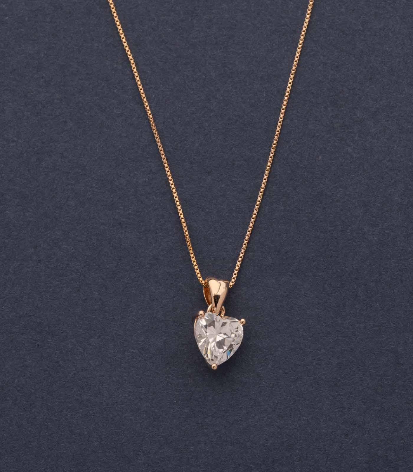 Golden Hand-Crafted Heart Of Gems Necklace (Brass)