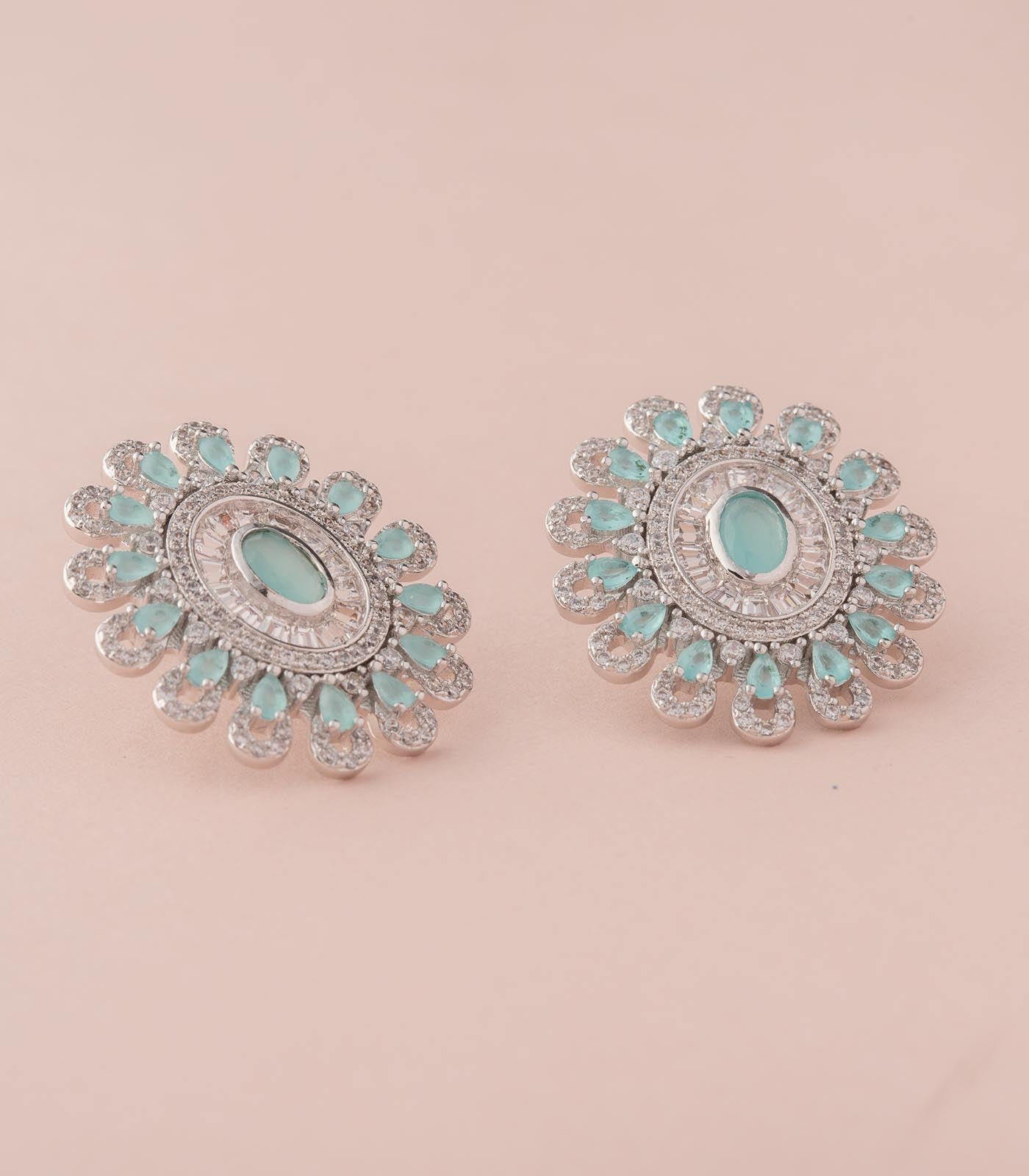 Gorgeous Turquoise Button Studs Earrings (Brass)
