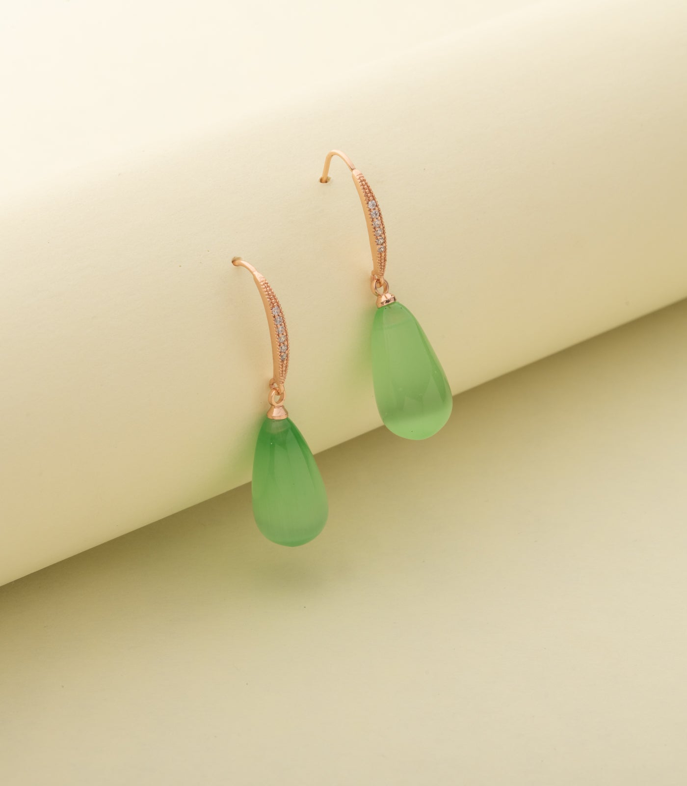 Green Crystal Earrings (Brass)
