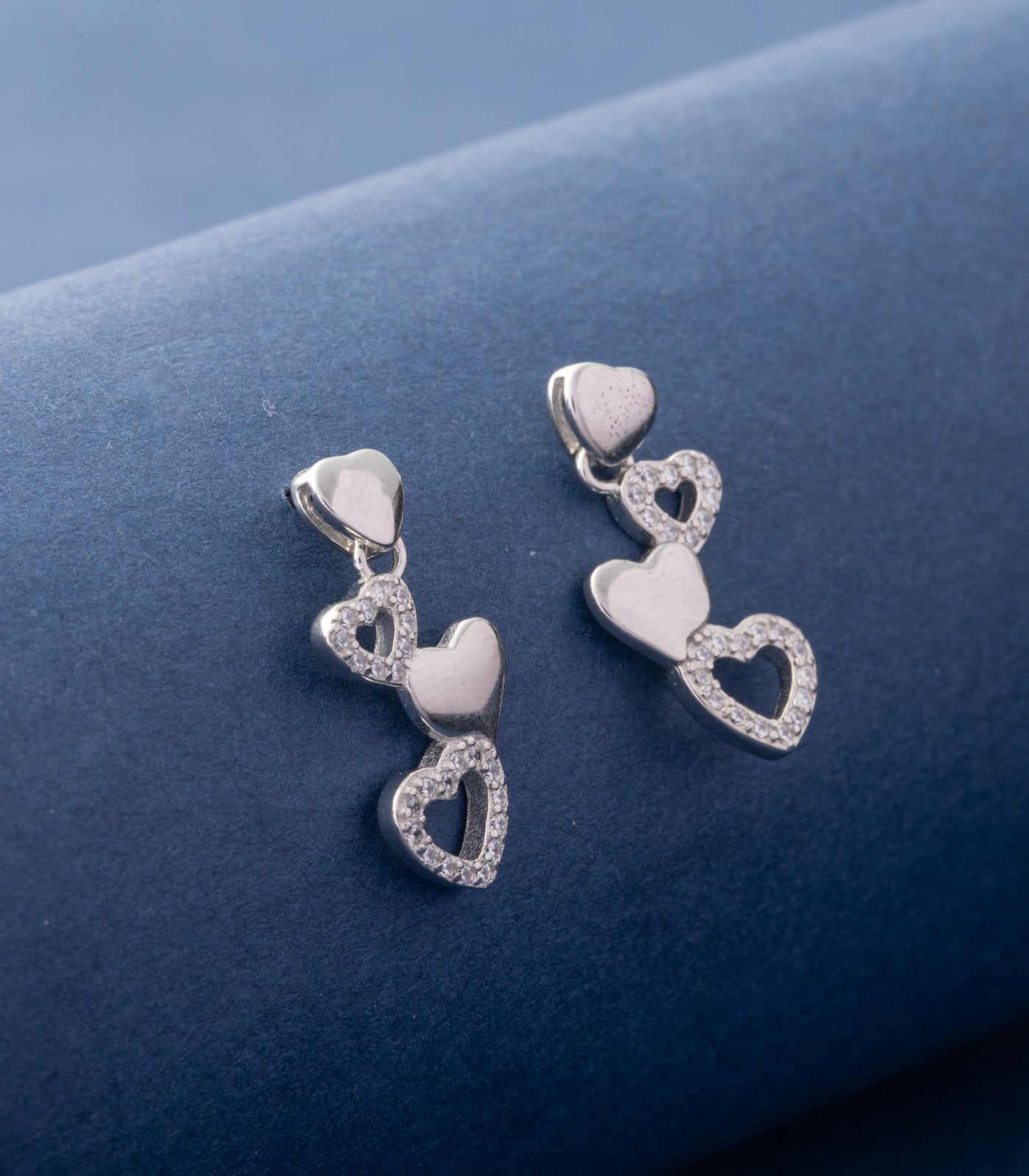 Heart Melange Earrings (Silver)