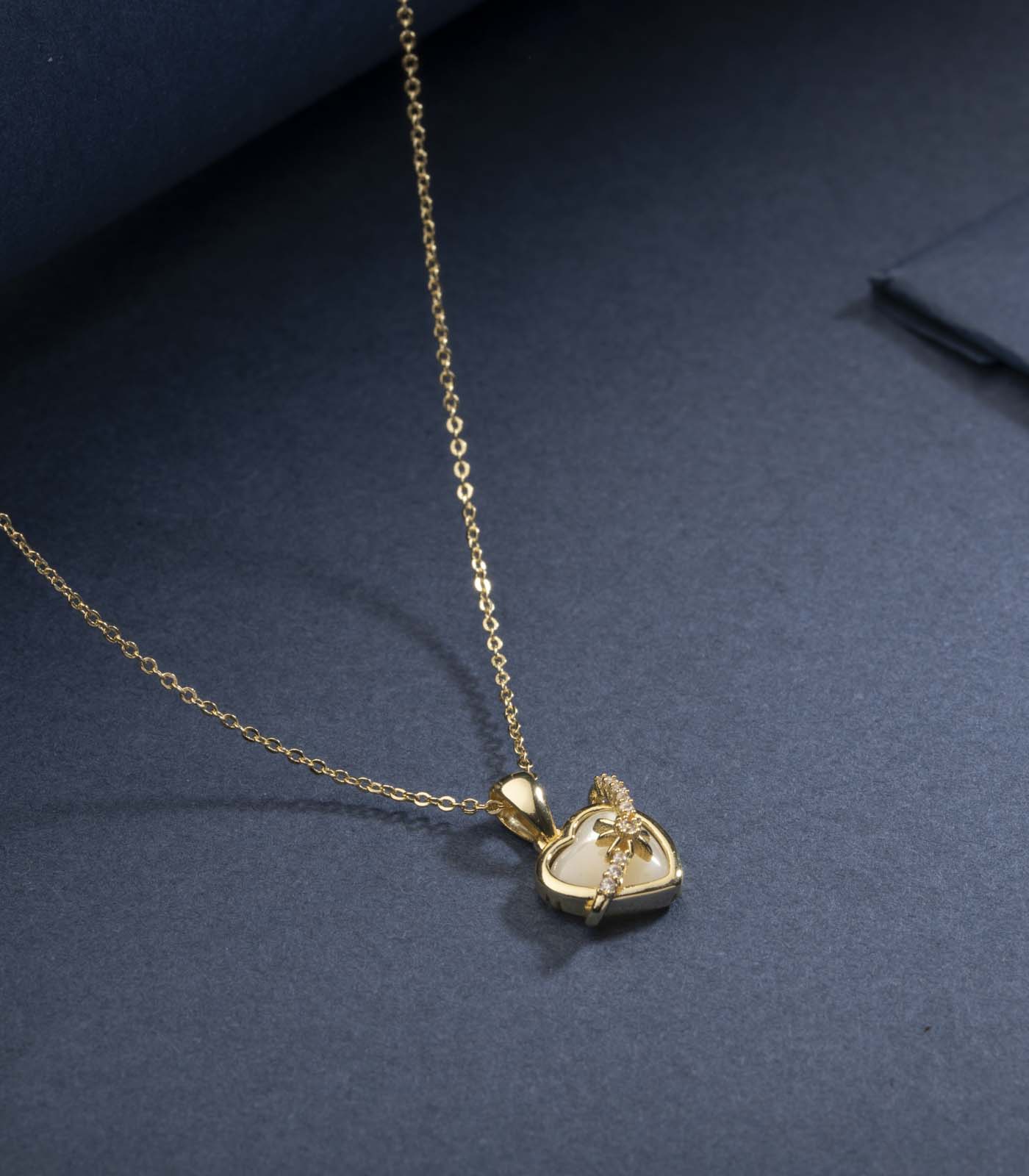 Ivory White Heart Pendant (Brass)