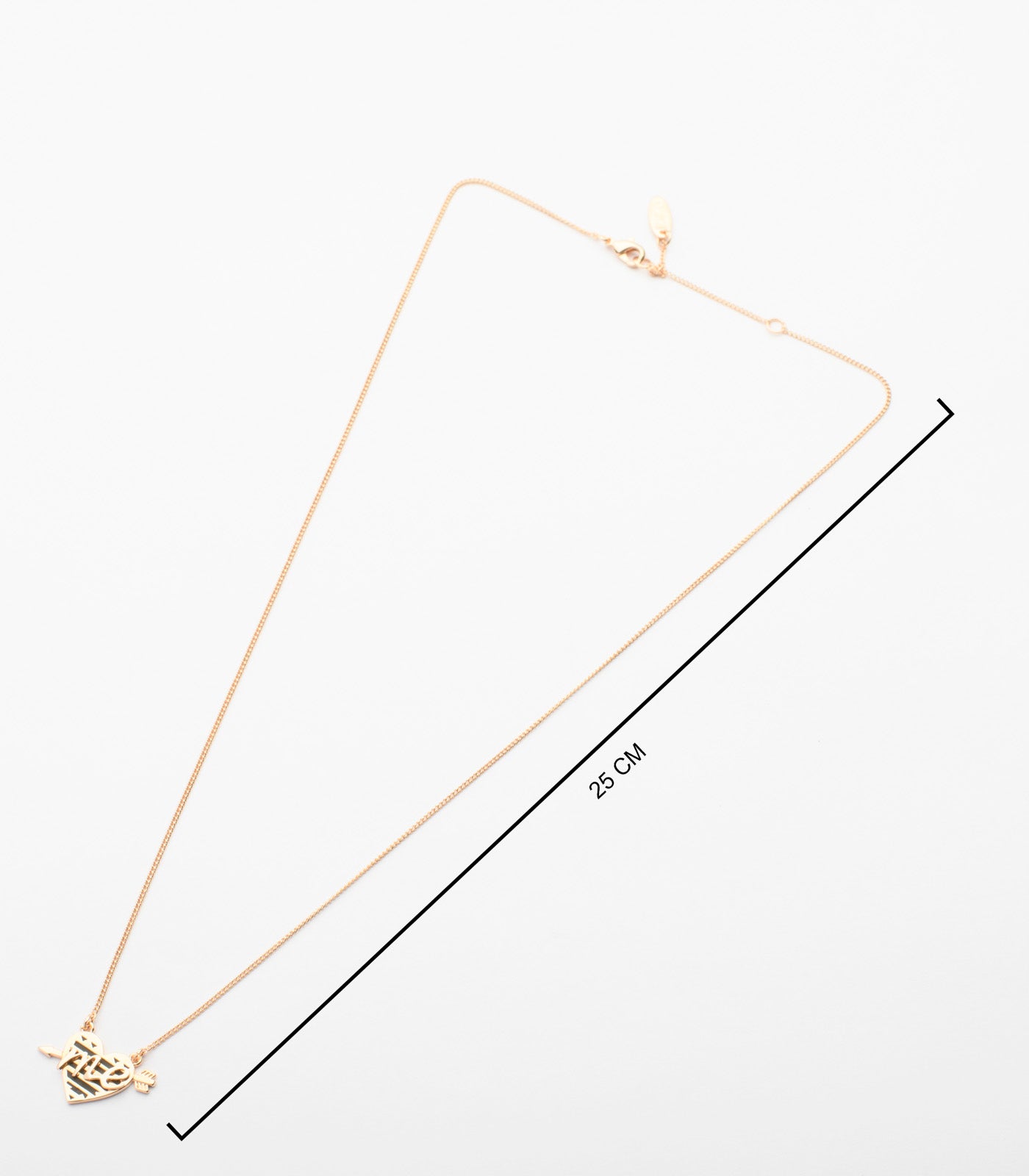 Lovely Golden Heart And Arrow Necklace (Brass)