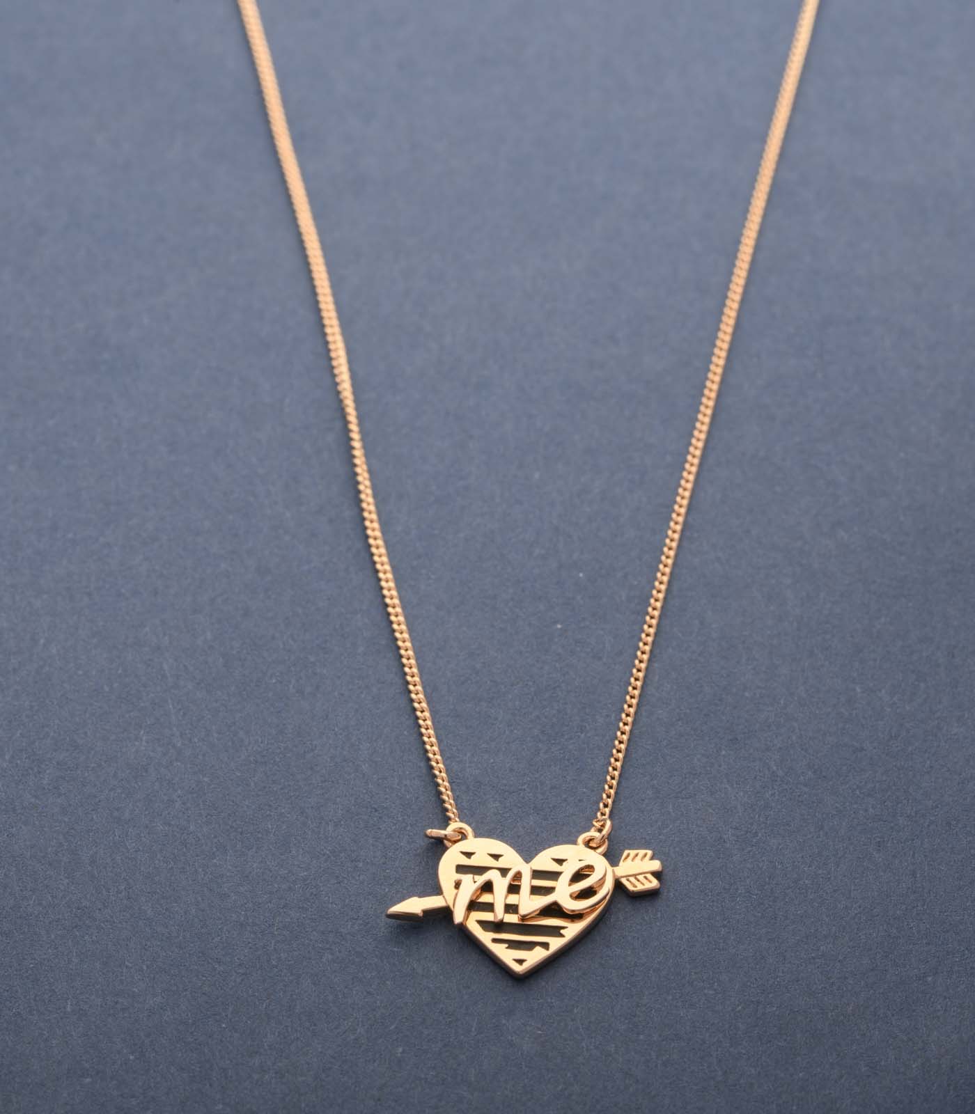 Lovely Golden Heart And Arrow Necklace (Brass)