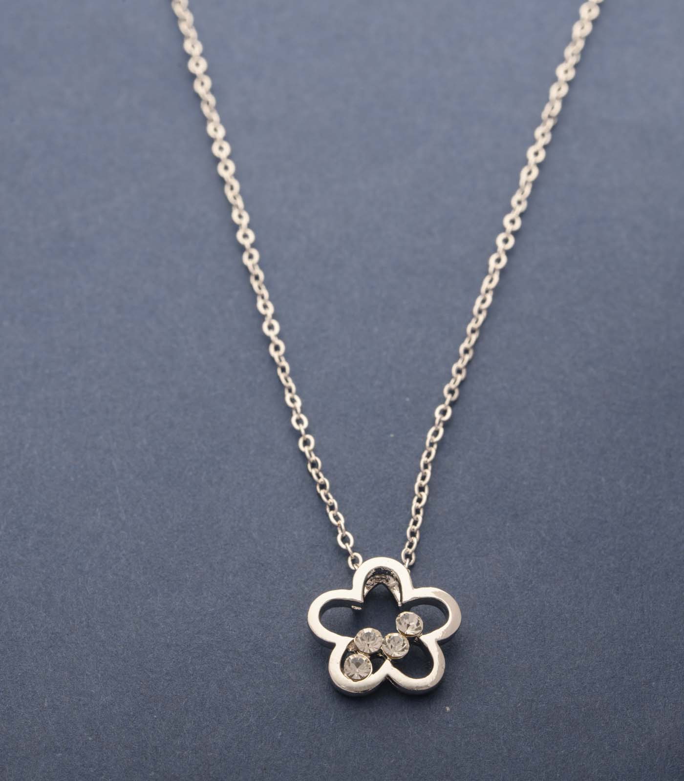 Luxurious Silver Floral Necklace (Brass)