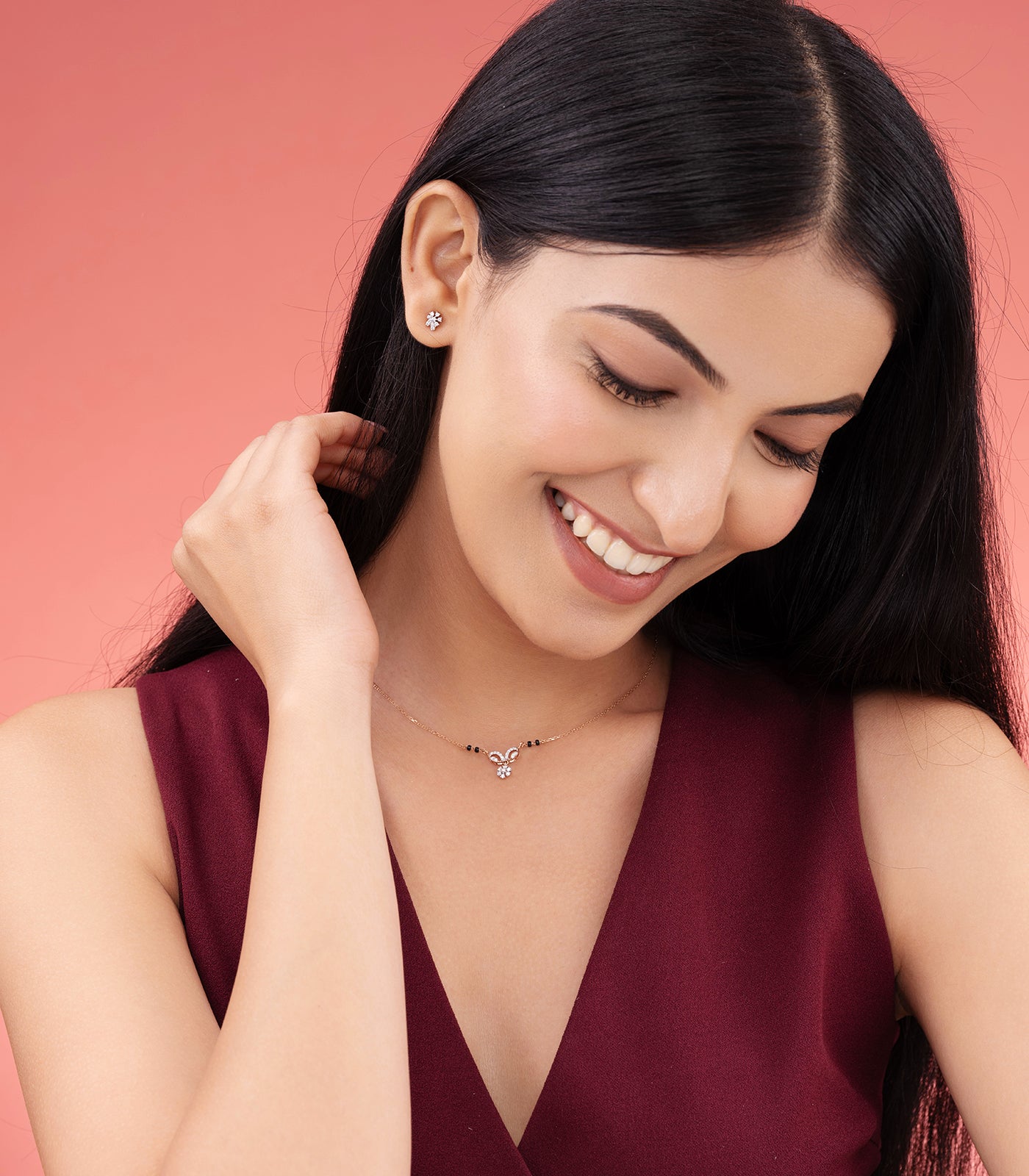 Diamond Twin Leaves & Kudi Mangalsutra