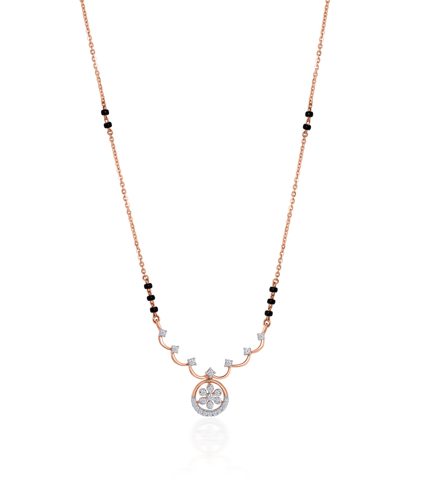 Diamond Floral Ring & Swirls Mangalsutra
