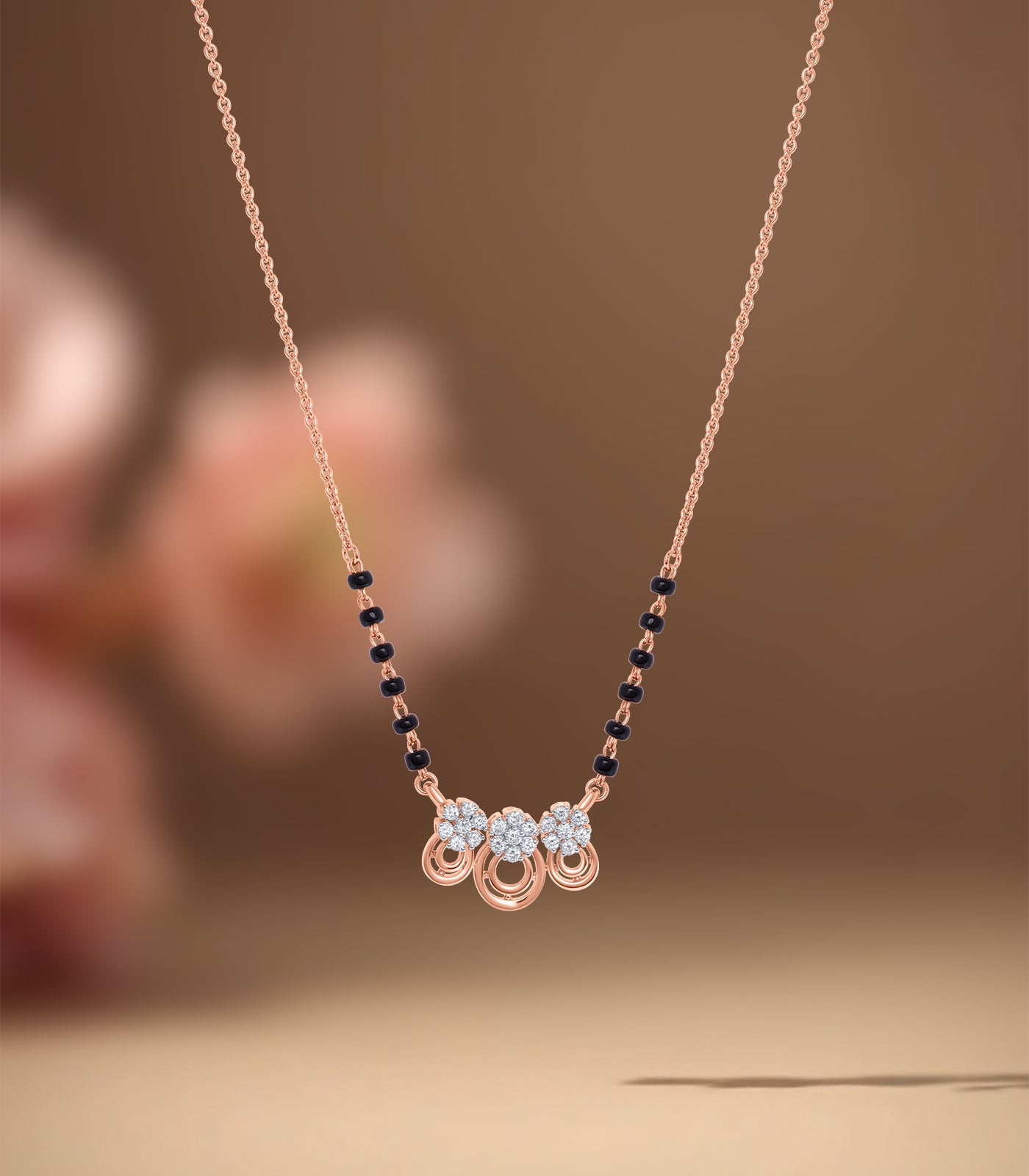 Diamond Floral Triplet & Ovals Mangalsutra